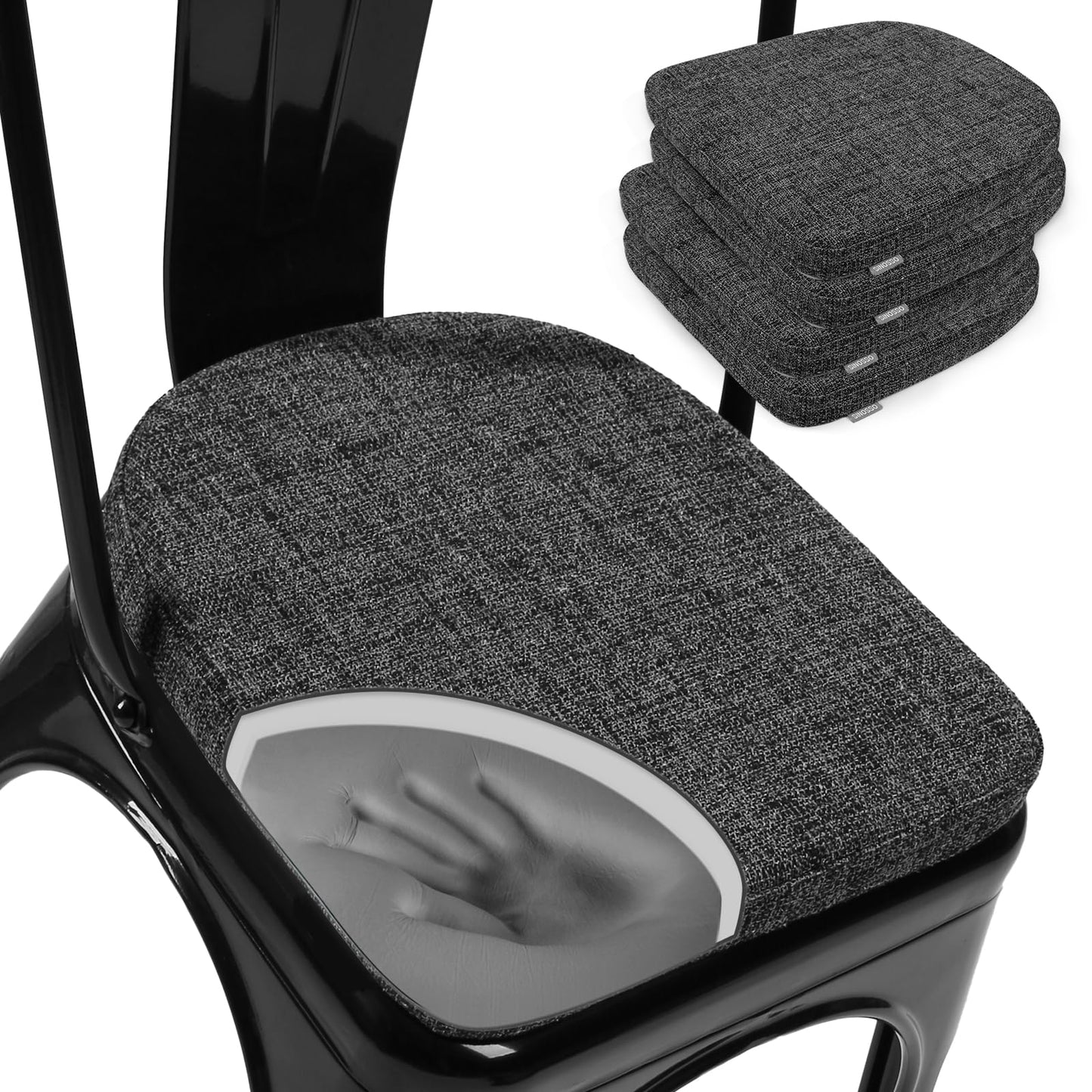 SINOSSO Memory Foam Bar Stool Cushions 4 Pcs, Modern Interwoven Style Magnetic Small Chair Pads Use for Cafe Bistro Stackable Metal Stool (Square, Red, 4) BST220