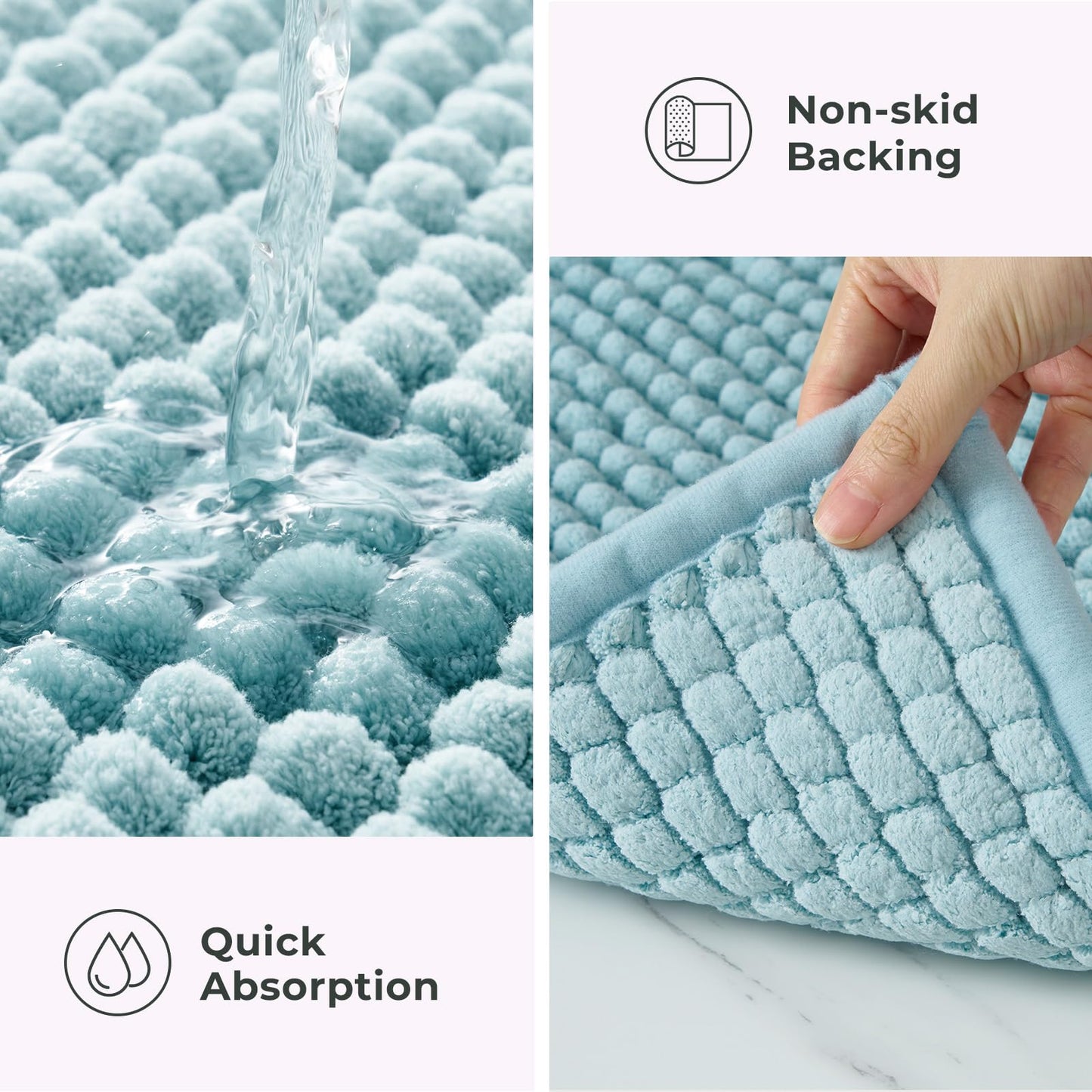 FRESHMINT Thick Chunky Chenille Bathroom Rug, Black, 20"x32" | Non-Slip Backing, Water Absorbent Surface, Machine Washable Care, Cushioned Comfort, Bathroom Floor Use BST220