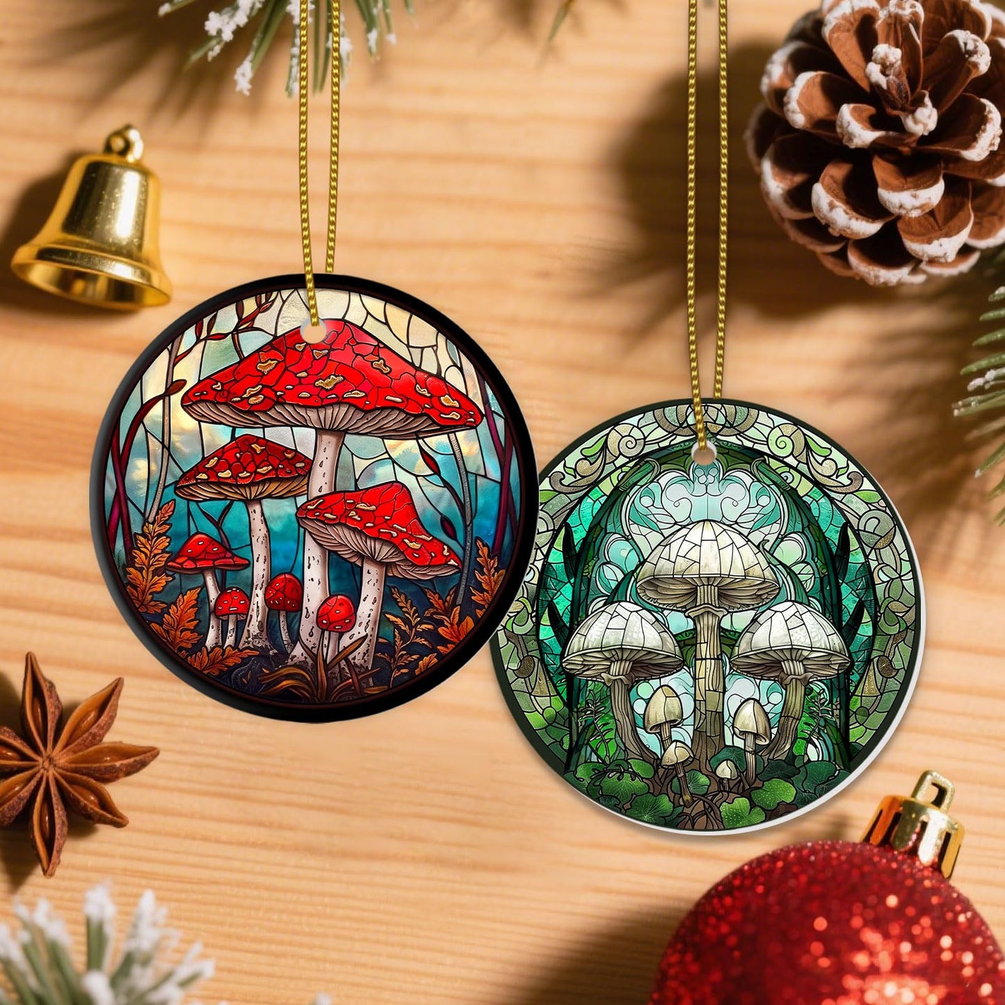 Stained Glass Snowy Owl Ornament – Artistic Ceramic Christmas Decoration for Bird Lovers, Holiday Keepsake Gift 2025 WN420