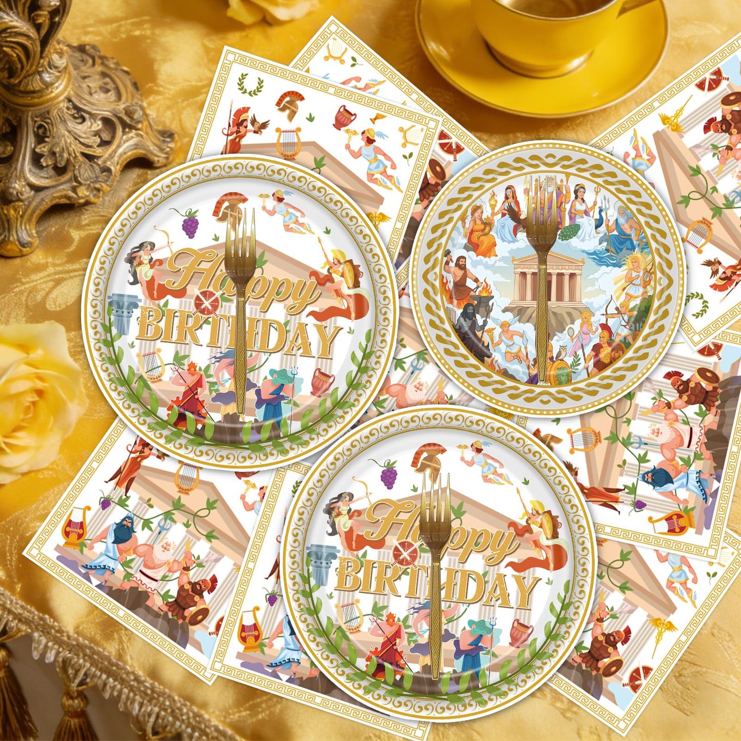 Gameza July Christmas Party Decorations Tableware, 96PCS There's Some Hohoho's in July Disposable Paper Plates and Napkins Decoration, Summer Xmas Beach Forks Decor Supplies Serves 24 BST220