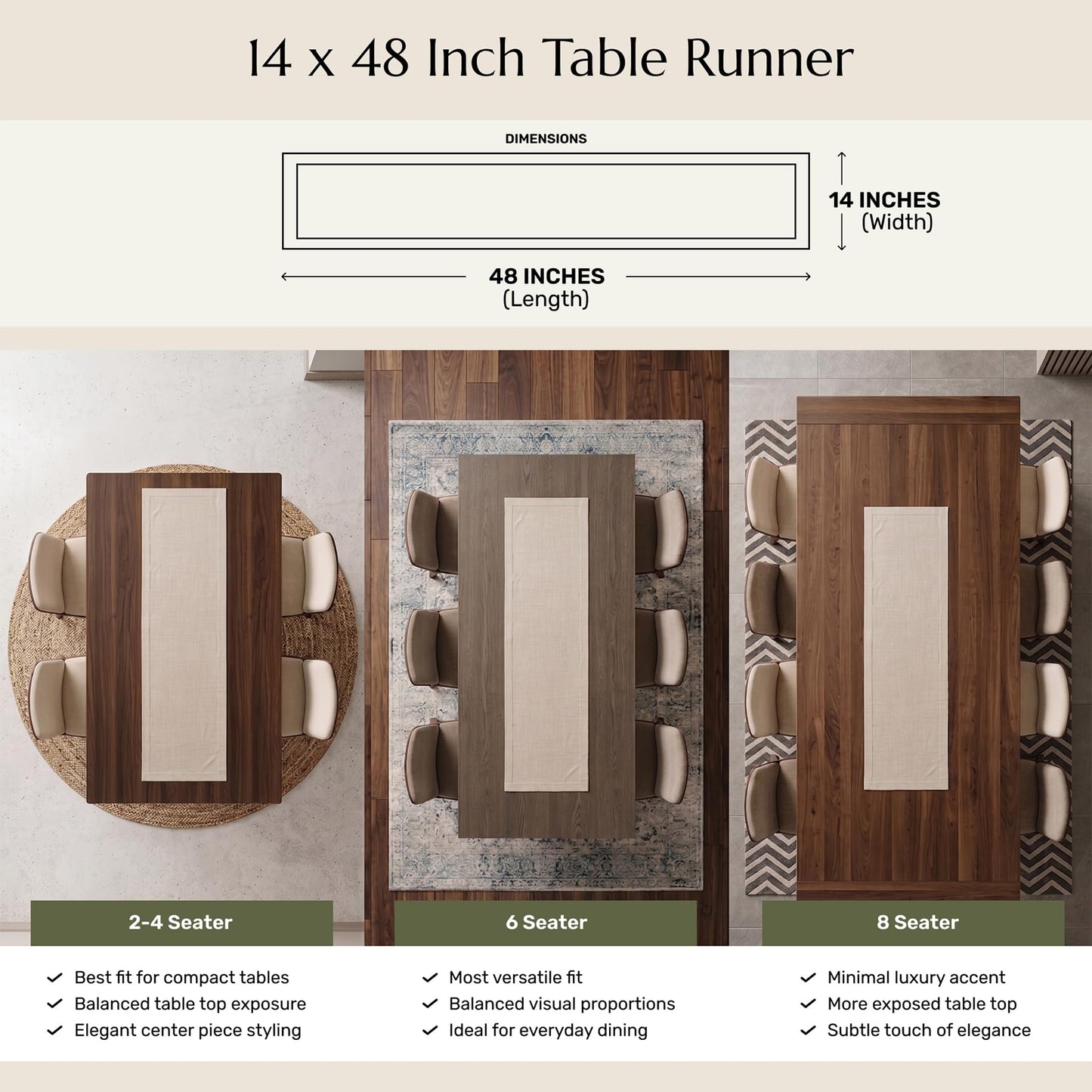 Solino Home 100% Linen Table Runner Multicolor, Rustic Plaid 14 x 72 in | Table Runners for 4-6 seater dining tables, hallway tables and cabinets | Rustic Multicolor | Pure Linen | OEKO-TEX Certified BST326SOLH