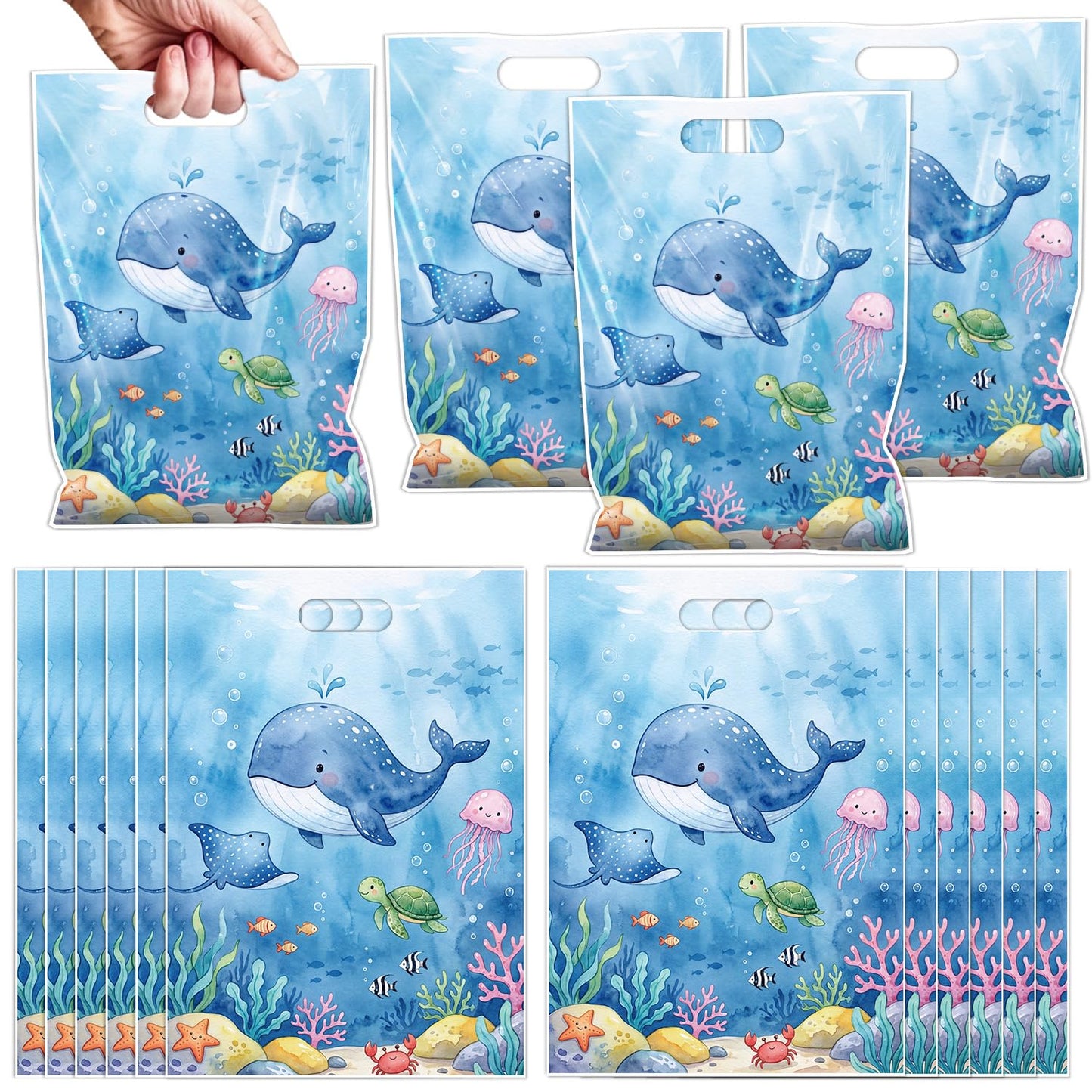 Falueqg Frog Party Favor Bags - 50 Pcs Green Frog Goodie Candy Gift Bags Summer Animal Theme Party Supplies for Birthday Baby Shower Decorations BST326H