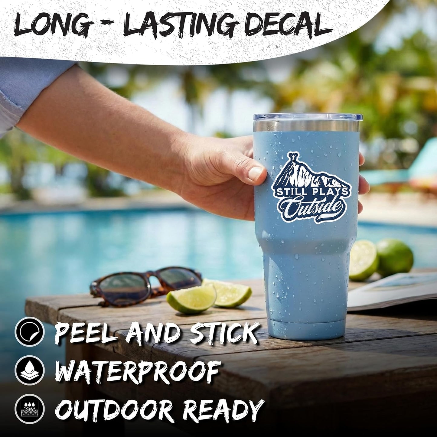 Still Plays Outside Sticker 4 Inch Waterproof Vinyl Decal ID44990 | Waterproof vinyl sticker for laptop, journal, water bottle & tumbler – gift for anyone who loves humor & good vibes BST220