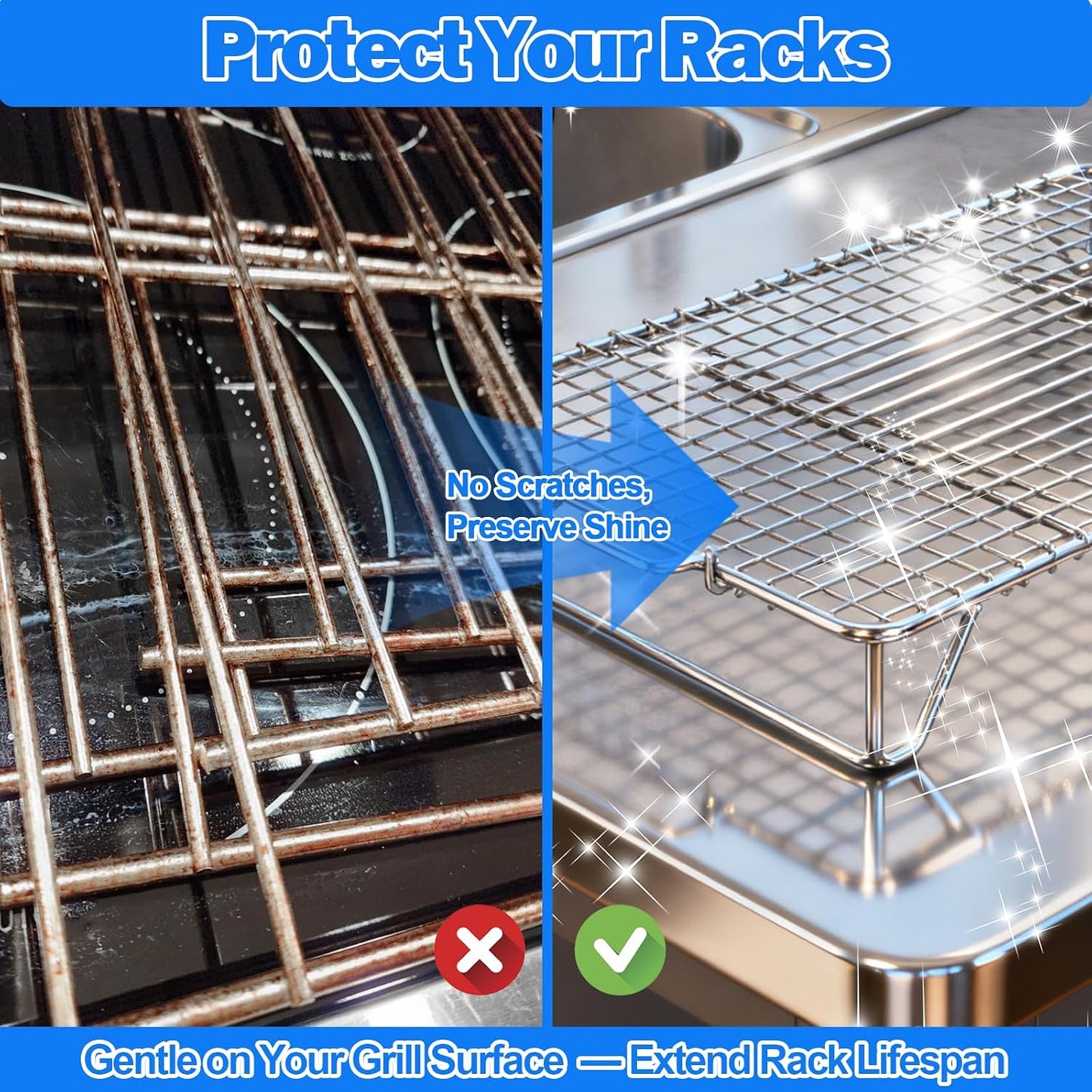 Palksky Oven Rack Cleaning Bags, 3 Sizes Heavy Duty No Scrub Bags for Use with Oven Cleaner, Reusable Leak-Resistant PE Bags for Deep Soaking Grill Grates & BBQ Racks, No Cleaner Included, 16 Packs WN420