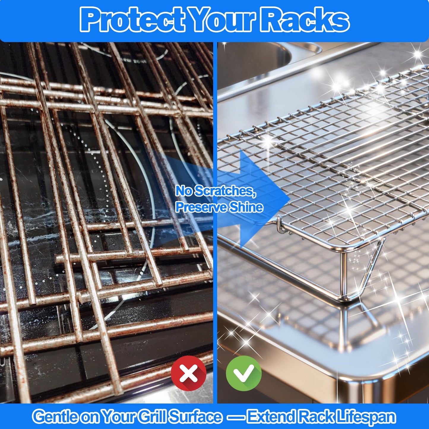 Palksky Oven Rack Cleaning Bags, 3 Sizes Heavy Duty No Scrub Bags for Use with Oven Cleaner, Reusable Leak-Resistant PE Bags for Deep Soaking Grill Grates & BBQ Racks, No Cleaner Included, 16 Packs WN420