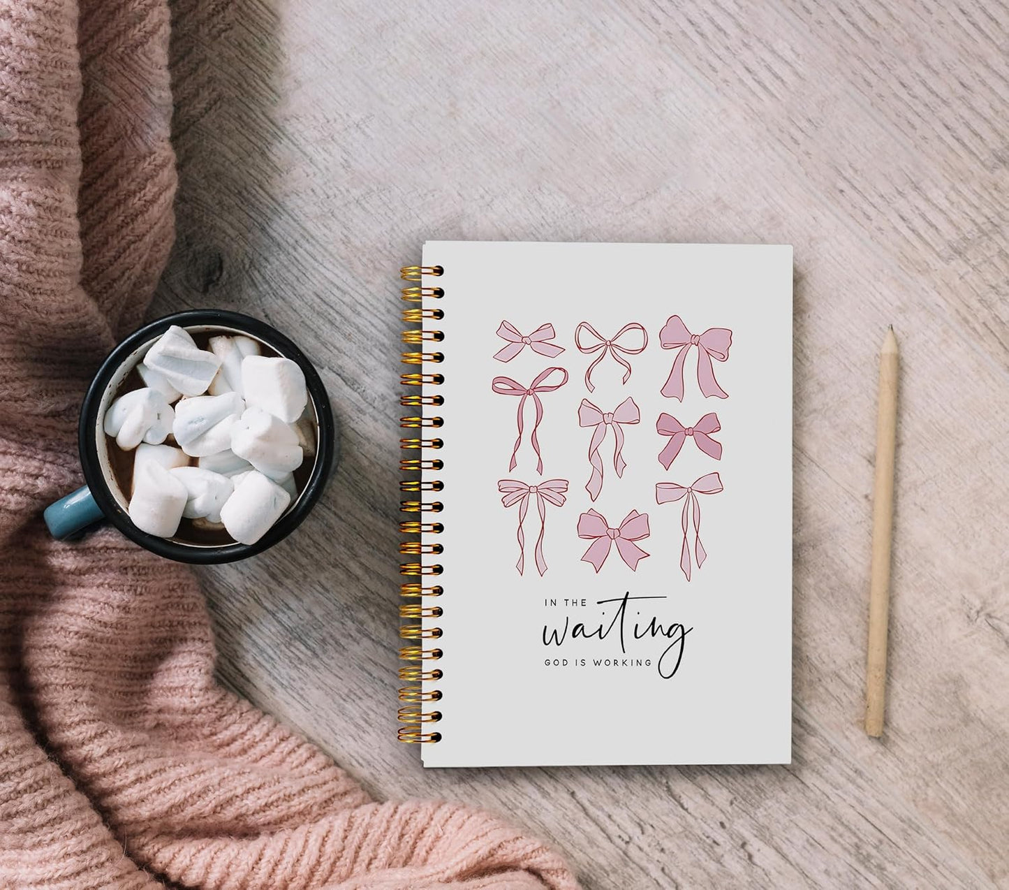 Christian Notebook, Coquette Pink Bow Journal, Preppy Aesthetic Journal Notebook, Bible Journal Notebook, Preppy Gifts for Women, Bible Journaling Spiral Notebook 5.5x8.3 Inch WN420