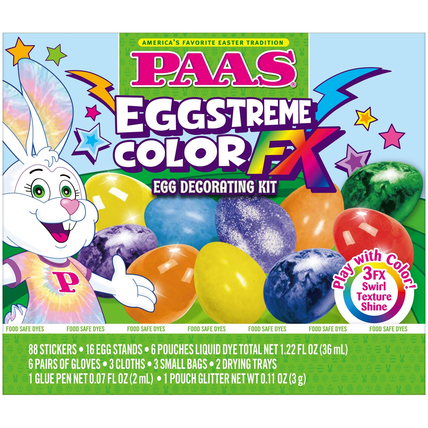 PAAS Eggstreme Color FX Egg Dying Kit – Create Swirl, Texture & Shine Effects – Fun & Creative Easter Egg Dye Kit BST220