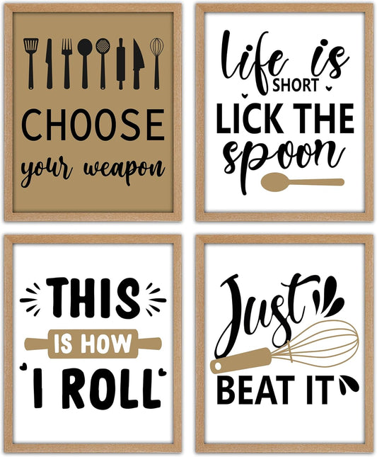 Vintage Kitchen Wall Art Posters Prints For Dining Room Farmhouse, Retro Prints Pictures Decorations, Aesthetic Kitchen Supplies Decor For Wall, Set Of 4 Picture Posters, Unframed 8×10 Inches -02 BST220