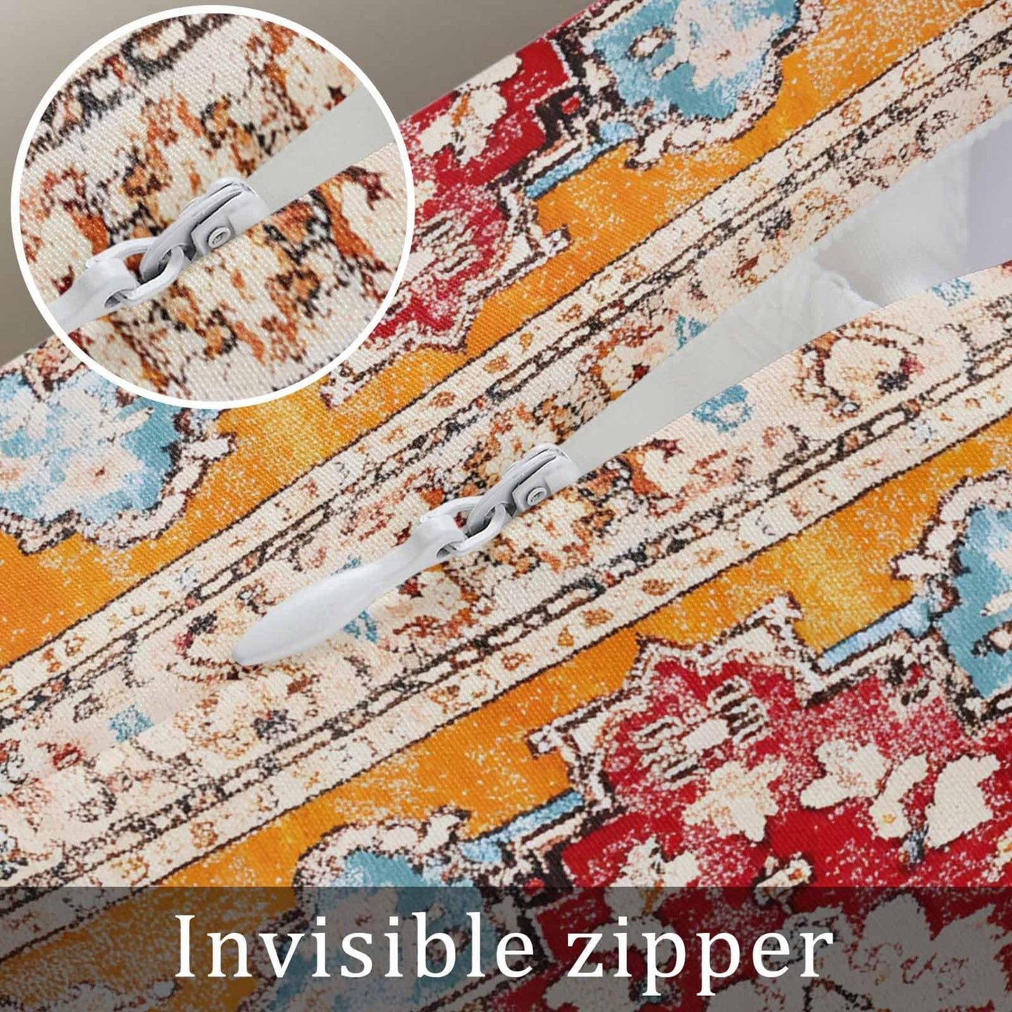T&H XHome Pillow Covers 12x20 Inch Boho Style Orange Vintage Art Carpet Soft Brushed Microfiber Pillowcases with Hidden Zipper Closure Bed Pillow Shams for Bedroom Sofa Car BST202