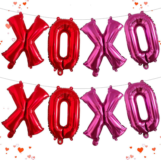 16 Inch Red & Pink XOXO Balloons – 8Pcs Valentine’s Day Mylar Letter Balloons Banner for Valentine’s Day, Wedding, Engagement, Galentine’s Day, Bridal Shower, Anniversary & Romantic Party Decorations BST326L
