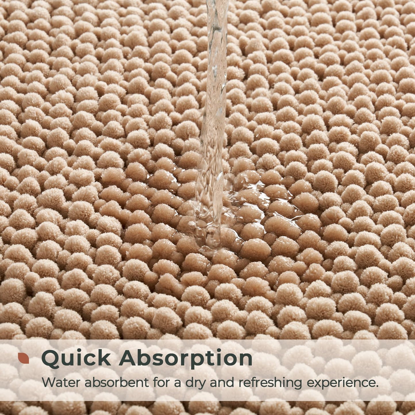 FRESHMINT Chenille Bathroom Rugs Sets 2 Piece 17"x24"+20"x32", Non-Slip Bath Mats, Absorbent Bath Rug, Washable Set of 2 Shower Floor Mat, Gray BST220