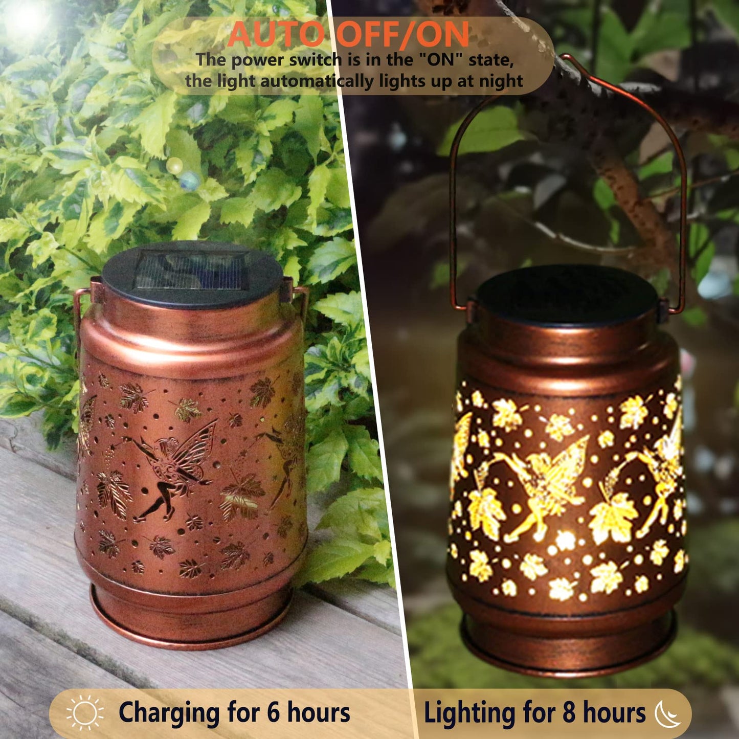 Solar Lanterns Outdoor Waterproof Butterfly Garden Decor Birthday Gifts for Women Mom Grandma, Hanging Solar Lights Metal Lantern Decoration Outside for Yard, Patio, Backyard, Porch