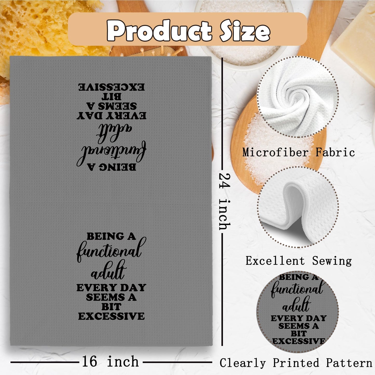 Funny Kitchen Towels Dish Towel Dishcloth 16x24 Inches, Funny Dish Towels with Sayings Towel Decorative Absorbent Hand Tea Towels for Kitchen Bathroom Decor, Humorous Gifts for Women Men BST326L