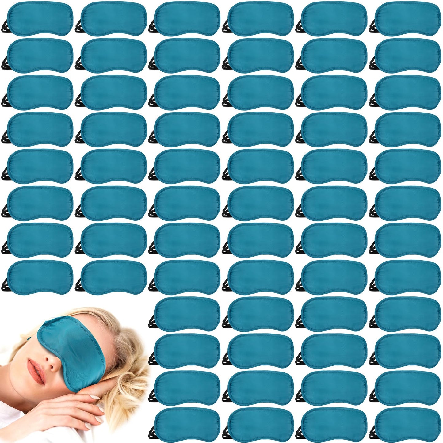 Tarpop 200 Pcs Eye Mask Sleeping Blindfold Eye Cover with Adjustable Strap for Games Party Team Building Travel Individually Wrapped Sleep Mask for Women Men (Blue)