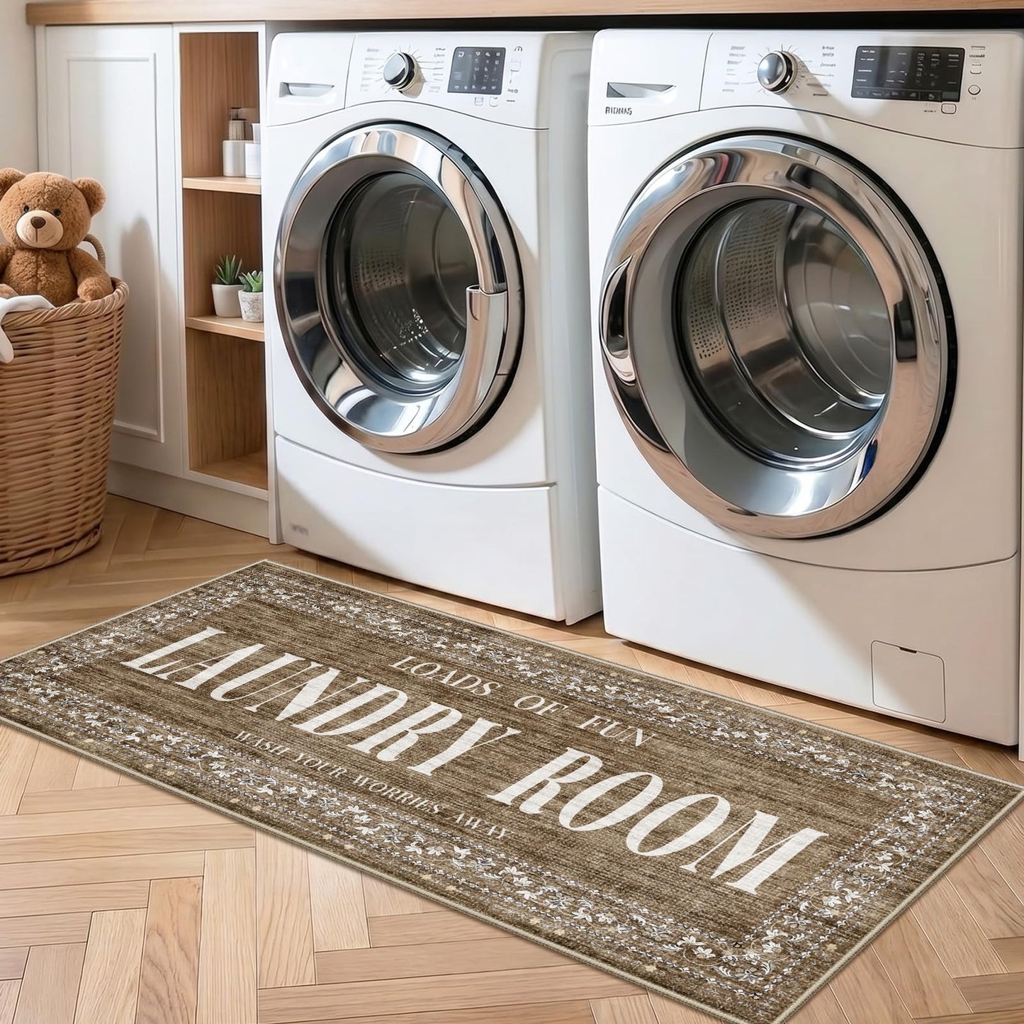 TOPRUUG 2x8 Kitchen Runner Rug: Non-Slip Kitchen Rugs Stain Resistant Kitchen Mats for Floor Low-Pile Carpet for Sink Soft Kitchen Runners Non Skid Washable 8 ft Mat Home Decor 2'x8' Beige BST202