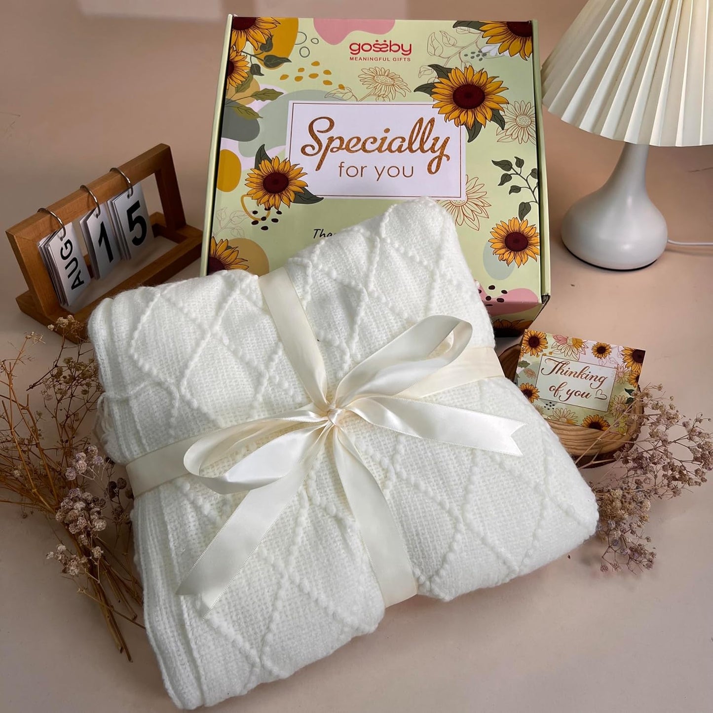 Gossby Sunflower Teacher Appreciation Gift Set Backet - Thank You for Helping ME Grow - Thank You, Birthday, Teacher's Day Gift for Teacher - Spa Self Care Get Well Relaxation Package (6 Pcs) WN420