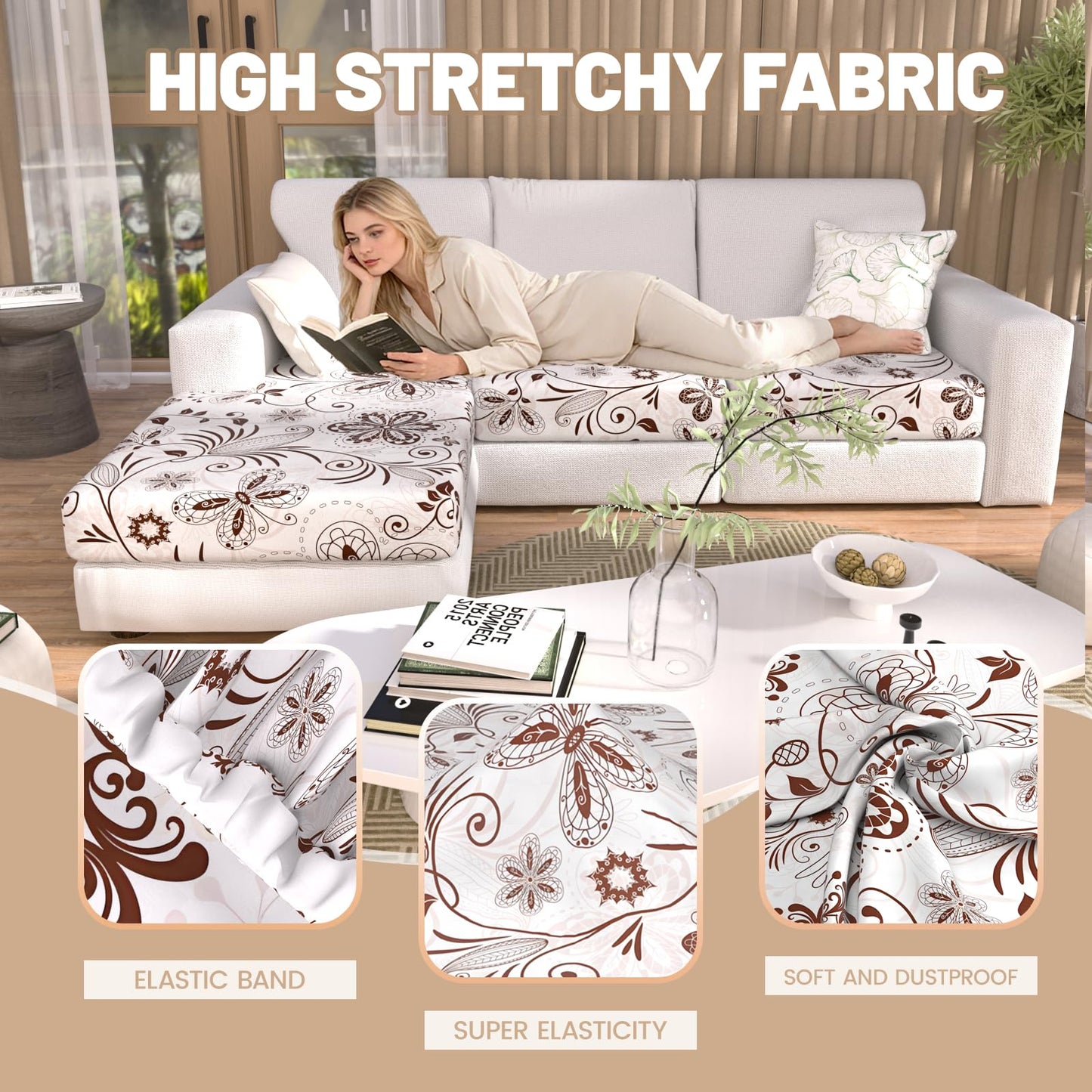 Stretch Couch Cushion Covers for Individual Sofa Seat Cushion,Washable Slipcover for Chair Loveseat Sofa,Furniture Protector Cushion Sofa Cover(Backrest or Seat) BST326H