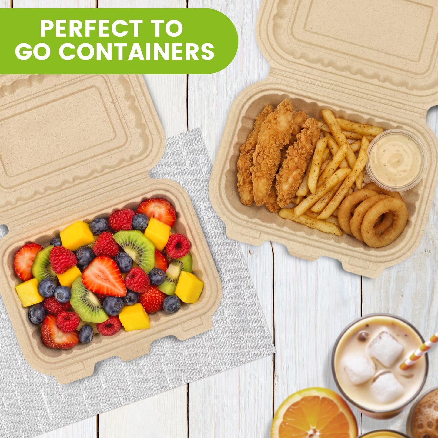 Clamshell Food Containers with Lids, 50 Pack-26oz Take Out Boxes N25