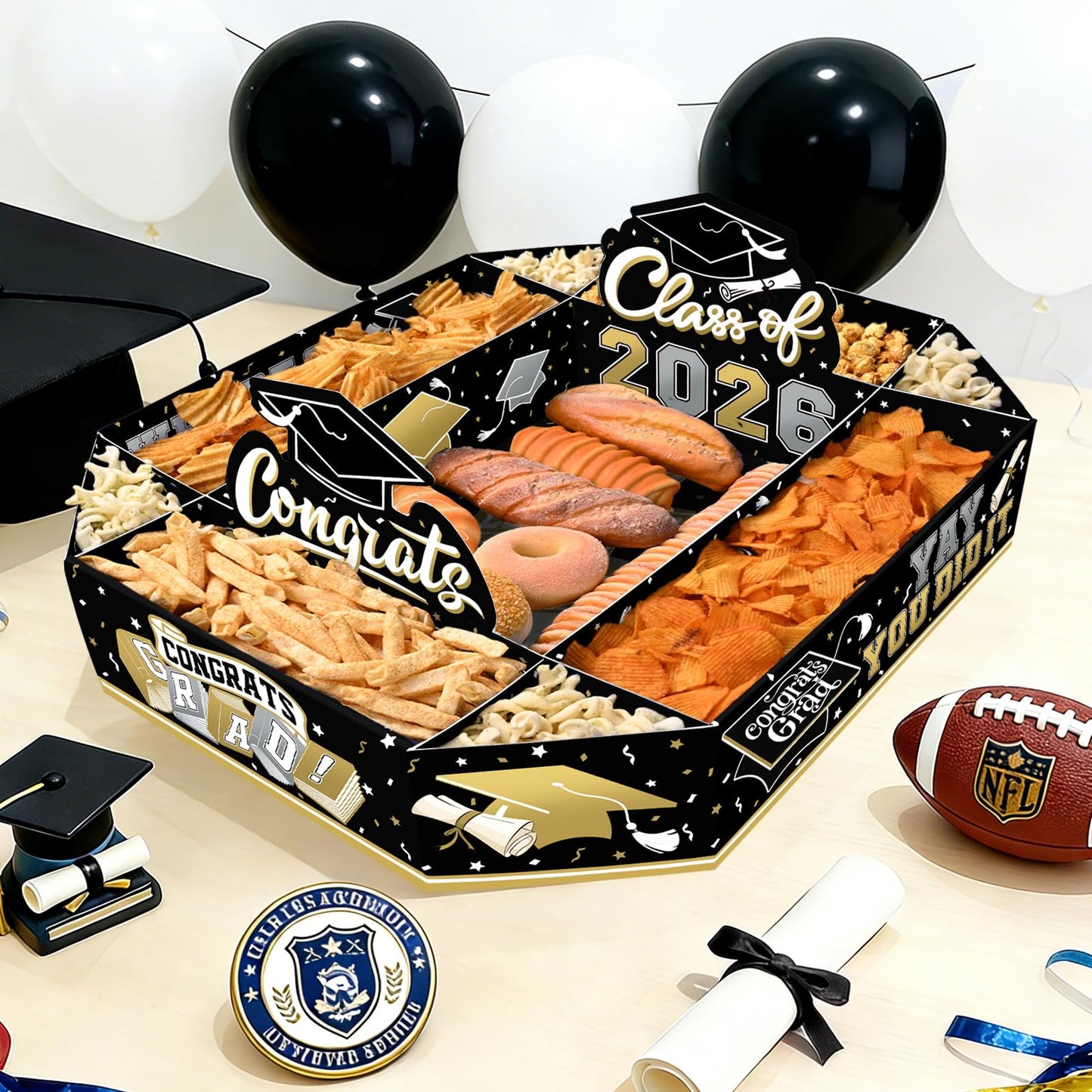 Gatherfun 2026 Graduation Party Supplies Kit - Class of 2026 Decor Set with Congrats Grad Food Trays, Graduation Decorations & Favors for a Memorable Grad Party（Red & Black） BST326H