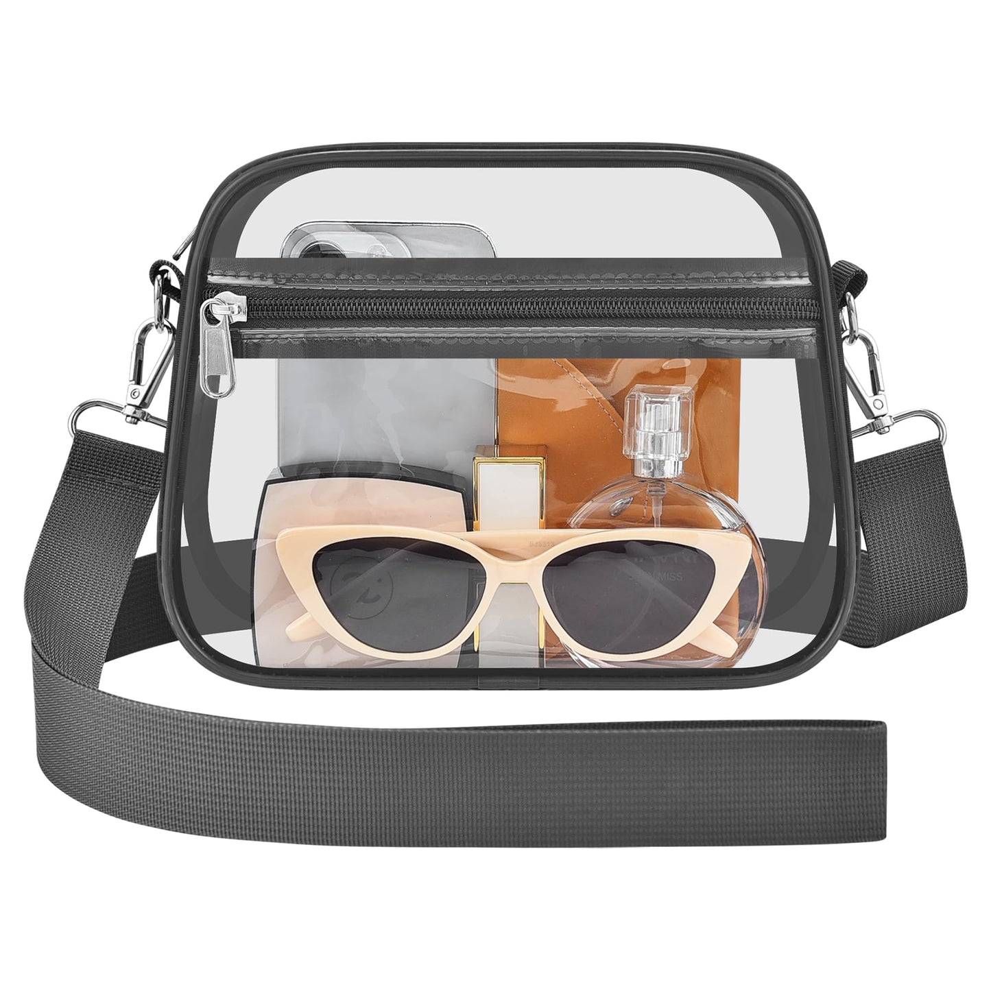 Clear Bag for Stadium Events Stadium Approved Women's Top-Handle Handbags | Mini Small Clear Bag Purse with Wide Adjustable Strap and Front Pocket for Sports Concerts, Festivals BST202