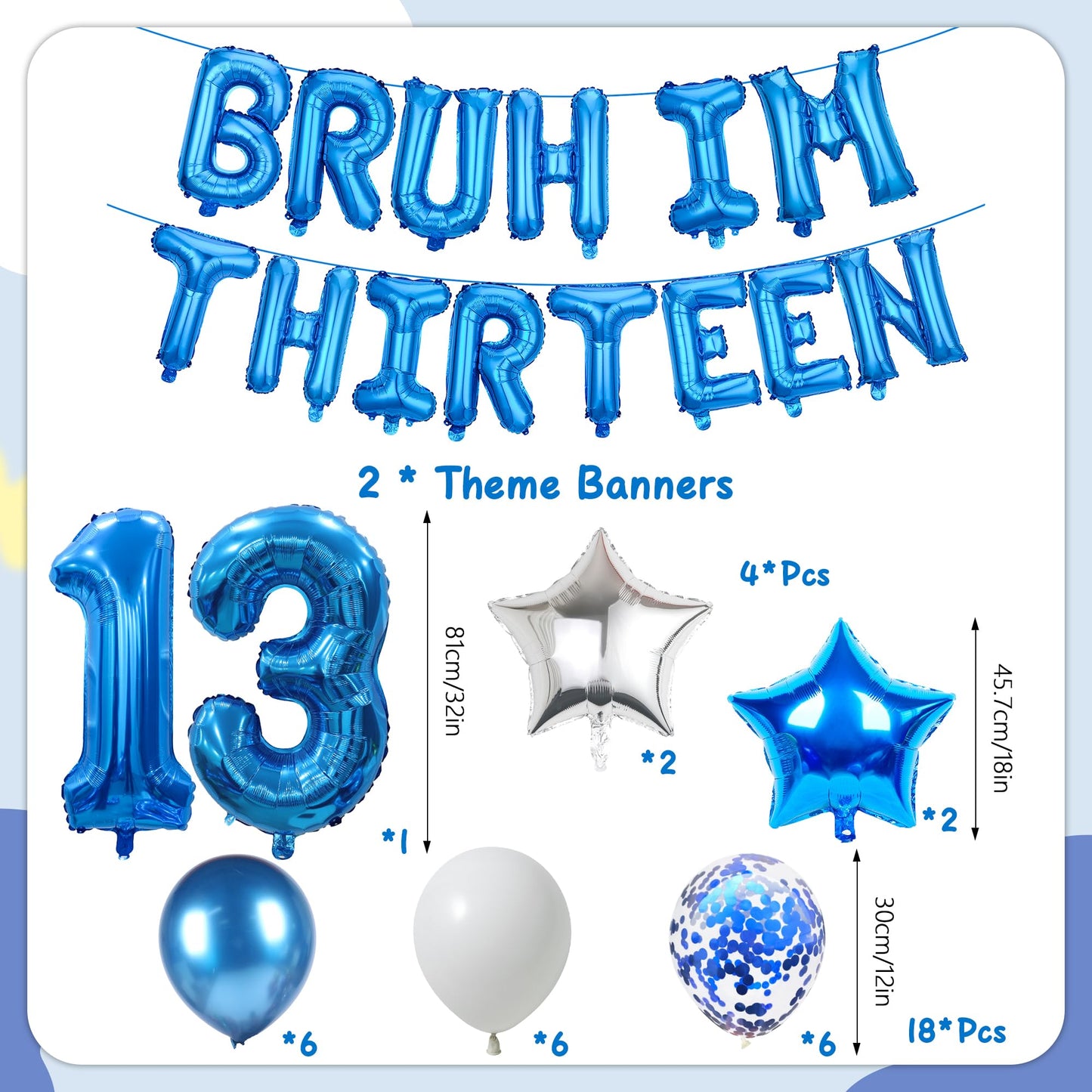 9th Birthday Decoration Balloon Banner - 33 Pcs Blue Bruh Im Nine Letter Banners Number 9 Star Foil Latex Balloons for Boys And Girls Happy Birthday Celebration Party Decor Supplies BST326L