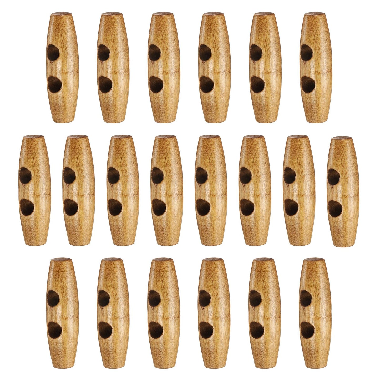 HARFINGTON 60mm / 2.4" Wooden Toggle Buttons 20pcs 2-Hole, Maroon | Wood Olive Sewing Buttons Horn Oval Buttons Sewing Accessories for Coat Sweaters Clothing DIY Craft BST326L