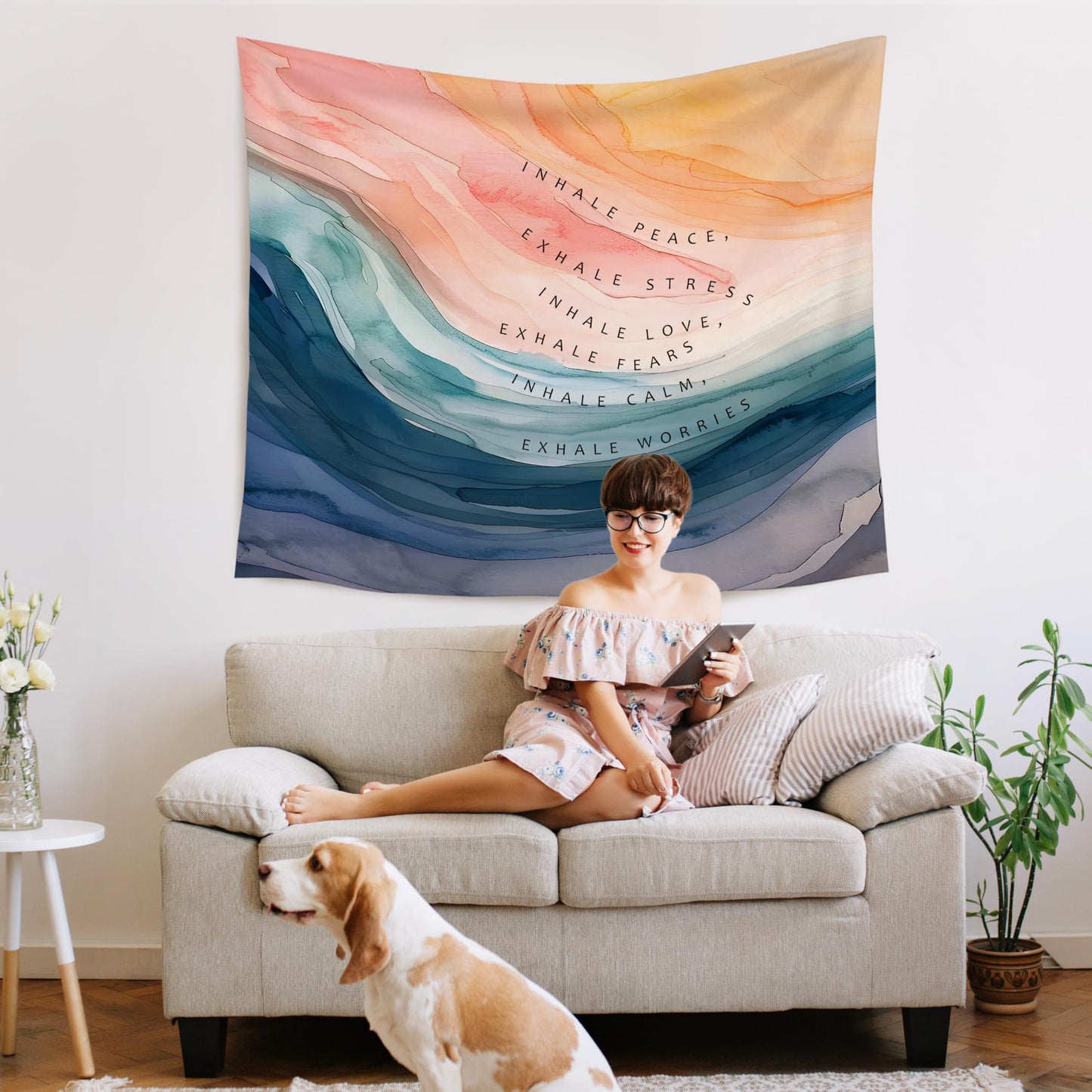 WARDOS Boho Rainbow Classroom Tapestry, Be Kind Motivational Tapestry Wall Hanging, Boho Pastel Rainbow Wall Blanket Decor for Classroom Kids Room Nursery Playroom, 50x60 Inch WN420