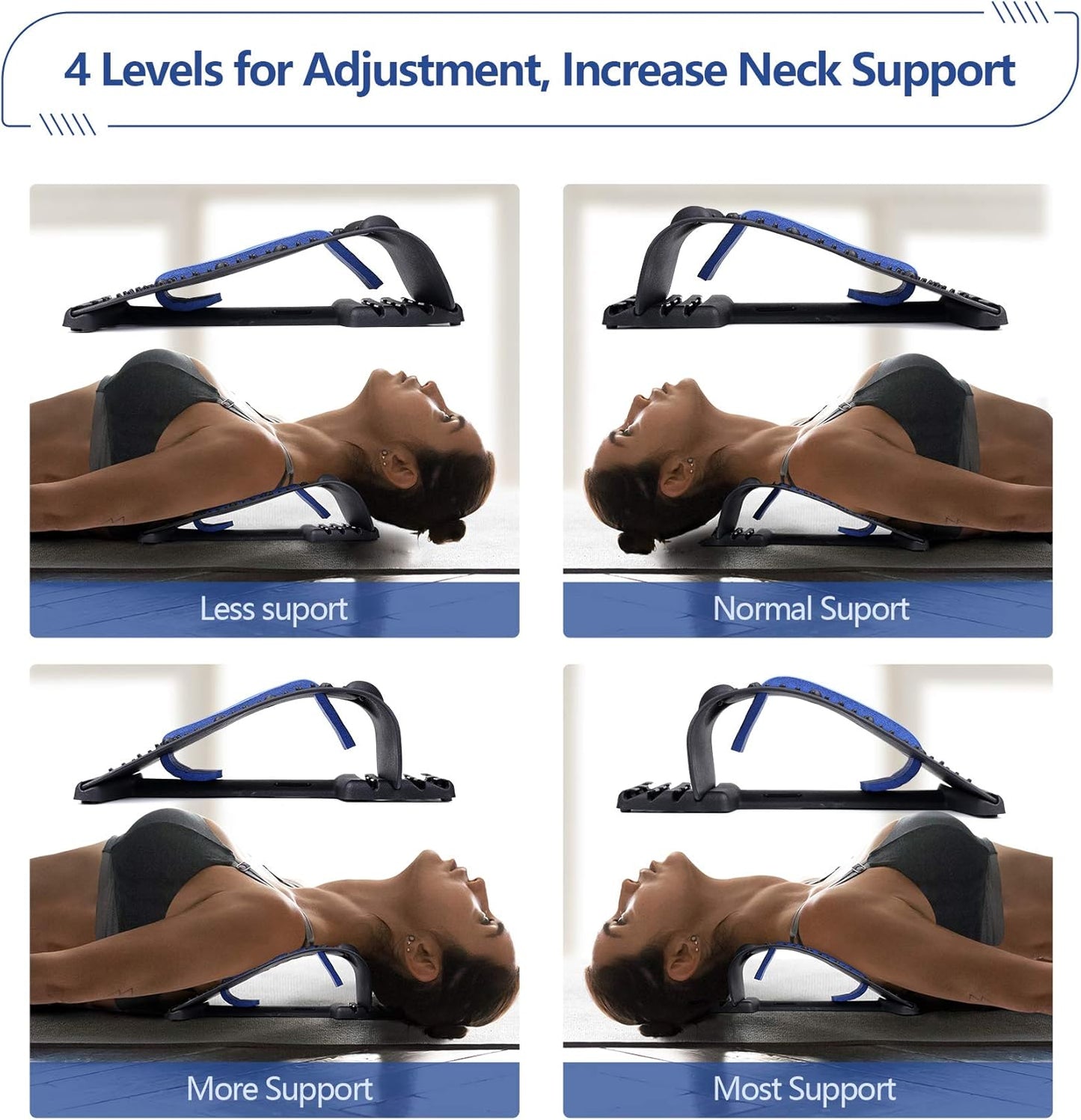 RESTCLOUD Neck Stretcher for Neck Pain Relief, Upper Back and Shoulder Relaxer for Muscle Relax and Spine Alignment, Cervical Traction Device Adjustable 4 Level