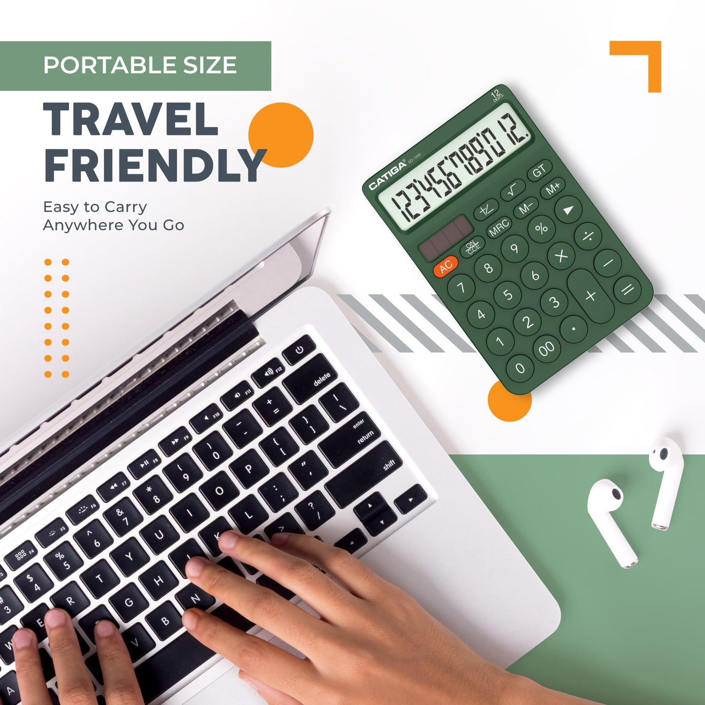 CATIGA 12 Digit Desktop Calculator Basic Desk Calculator with Large LCD Display RD12