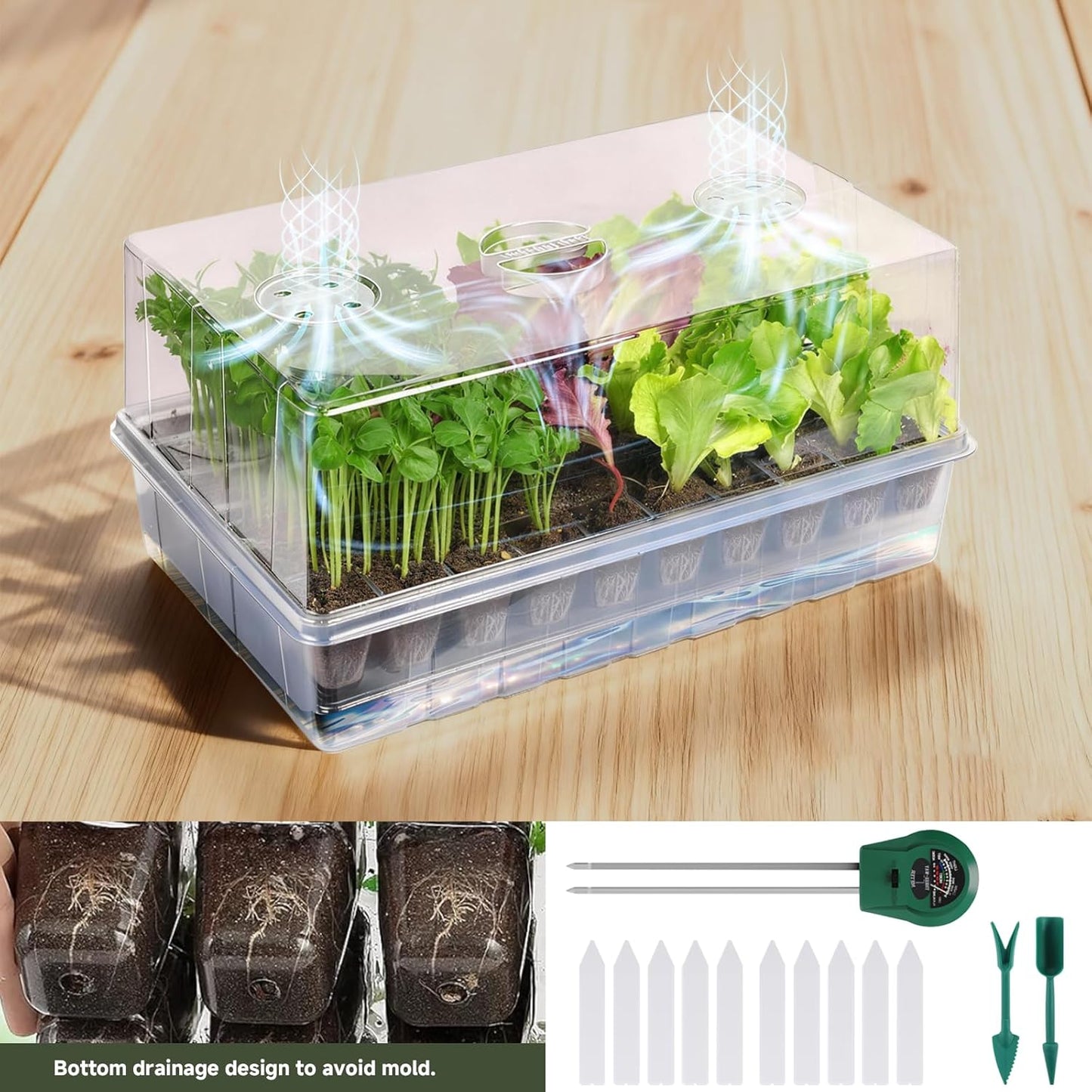 Adawook Self-Watering Seed Starter Tray, Seed Starter Kit Self Water N3233