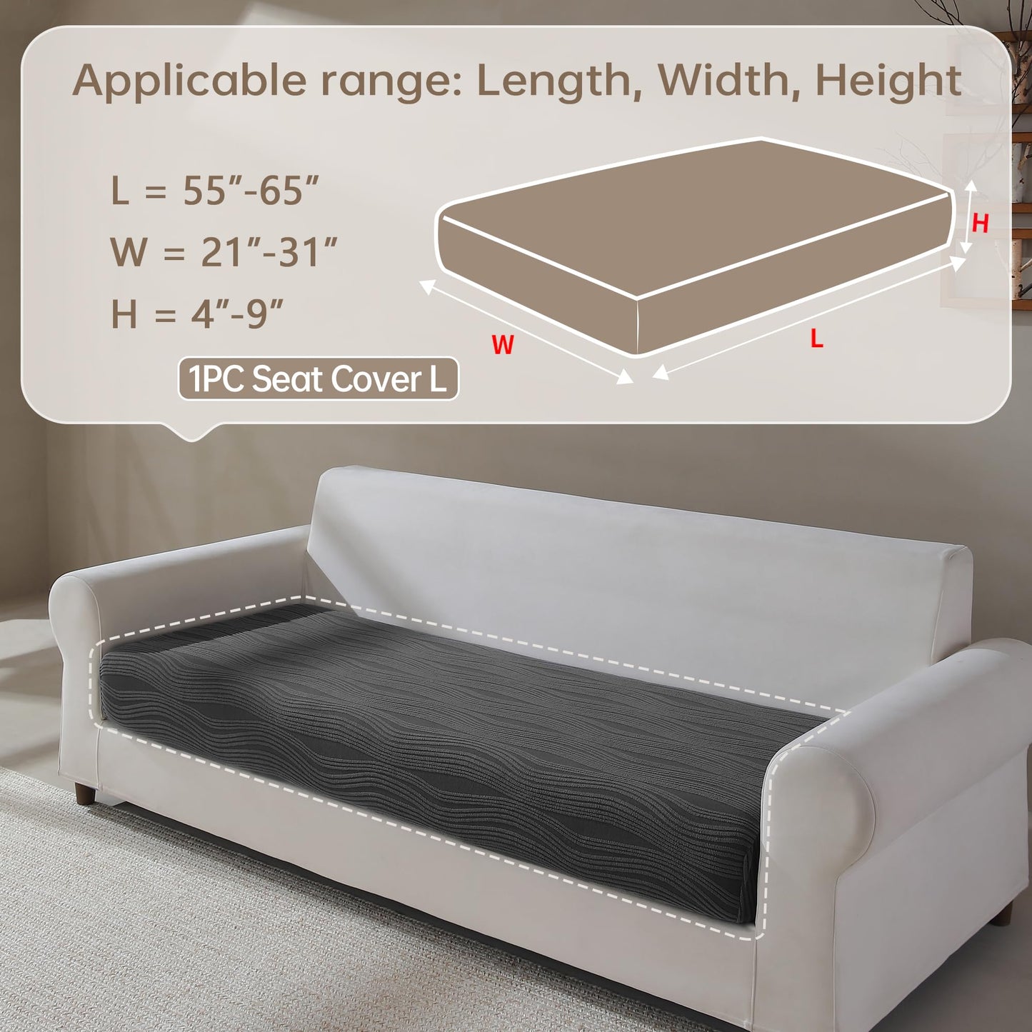 QIANMEW Couch Cushion Covers, Super Stretch Washable Sofa Slipcovers for L Shaped & Modular Seats, Pet-Friendly Furniture Protector with Stripe Design, (2 Seat Covers S, Dark Gray) BST326H