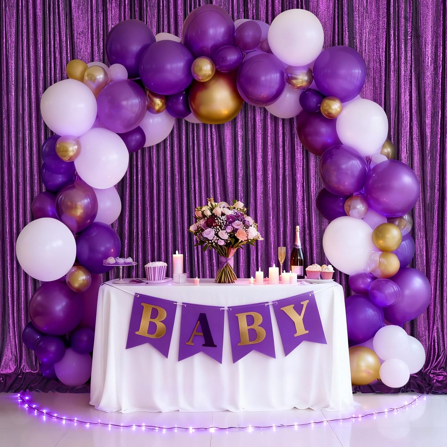 Gold Backdrop Curtains for Birthday Party: 4.8ftx8ft Sequin Background Baby Shower Curtain Drapes for Graduation Arch Backdrop WN420