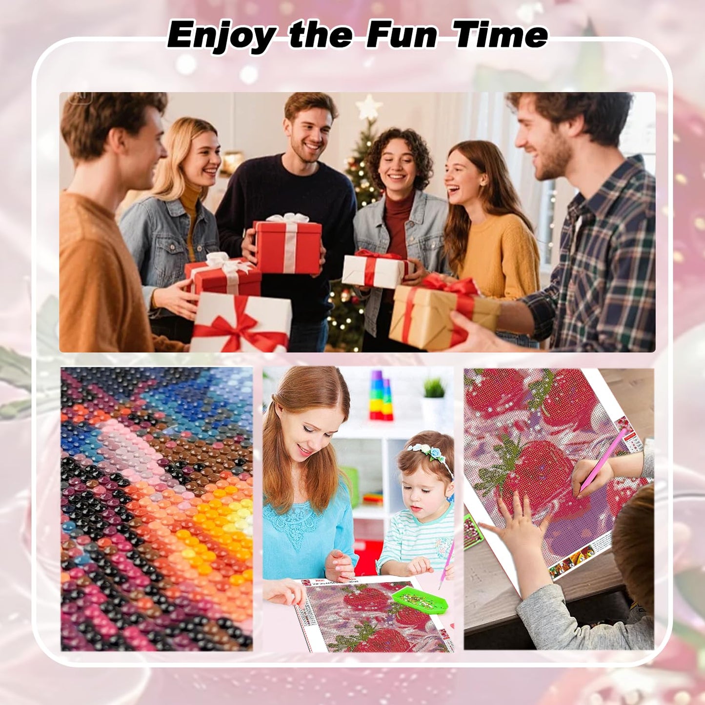 AIBOERL Cherry Diamond Art Kits for Adults,Cherry 5D Diamond Painting Kits for Adults Beginners,DIY Full Round Drill Diamond Dot Painting Gem Art Kits for Adult, Home Wall Decor 12x16Inch BST220