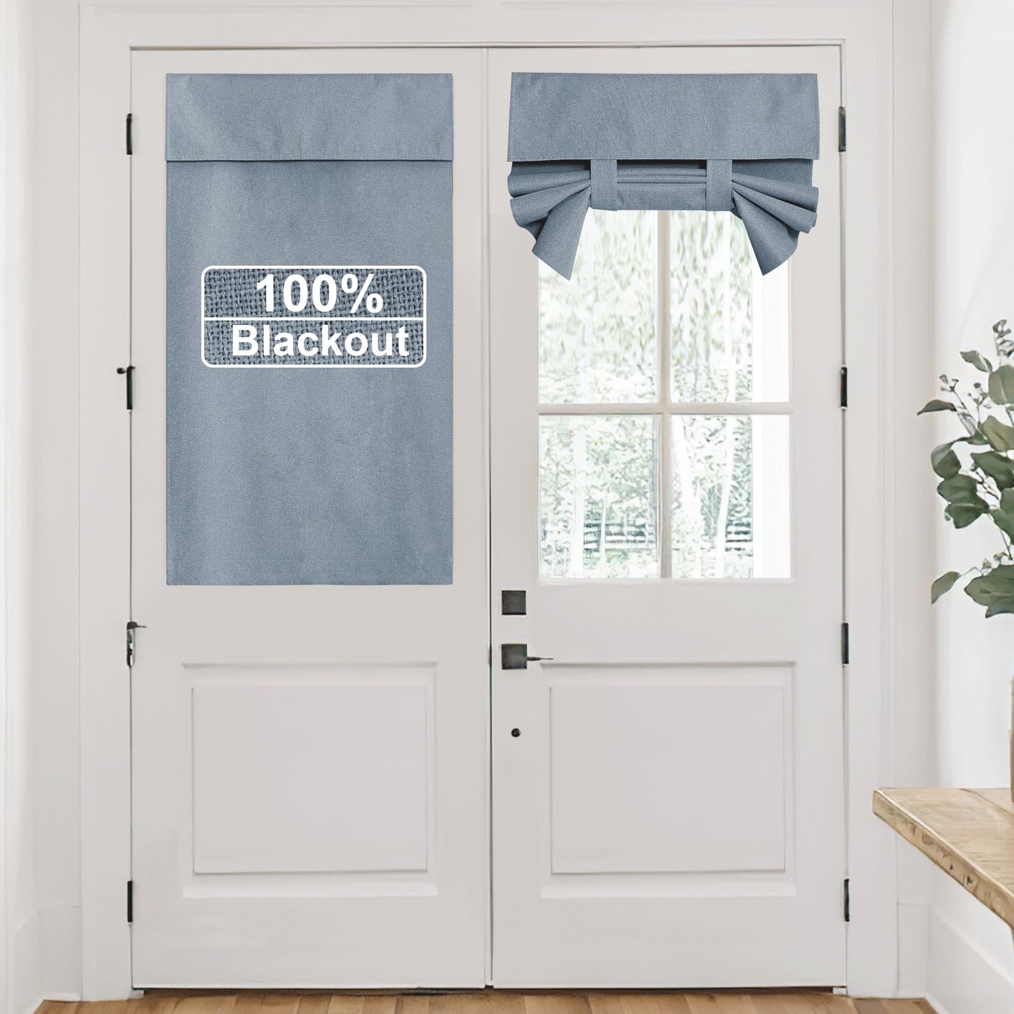 RYB HOME Grey Classroom Door Linen Curtain for Small Window, 100% Blackout Shades Lightweight for French Door Window, W 8 x L 36 Room Darkening Privacy Curtains Tie up Shade, 1 Panel BST220