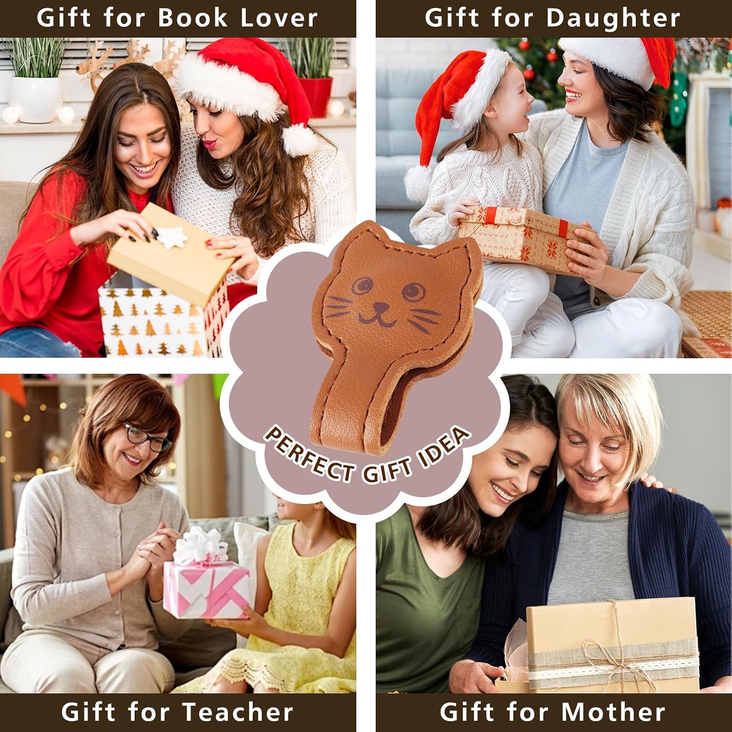 Zkptops Magnetic Leather Bookmarks Cute Cat Book Markers for Reading Women Men Strong Magnet Bookmark Clips Page Mark Unique Books Accessories Gifts for Book Lovers Teachers Students Reader (Brown) BST326L