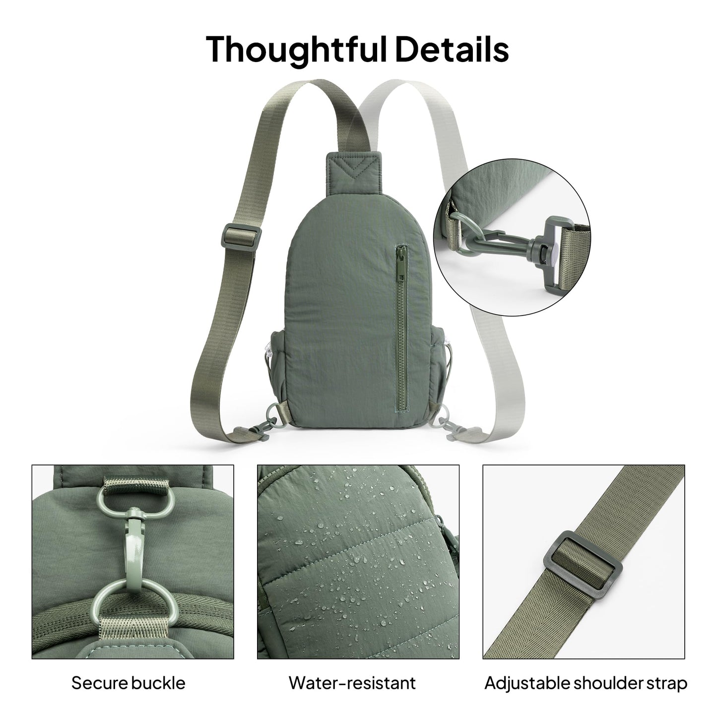 TOPEAST Sling Bag for Women, Anti-Theft Crossbody Bag with RFID Blocking & Small Water Bottle Holder for Travel BST202