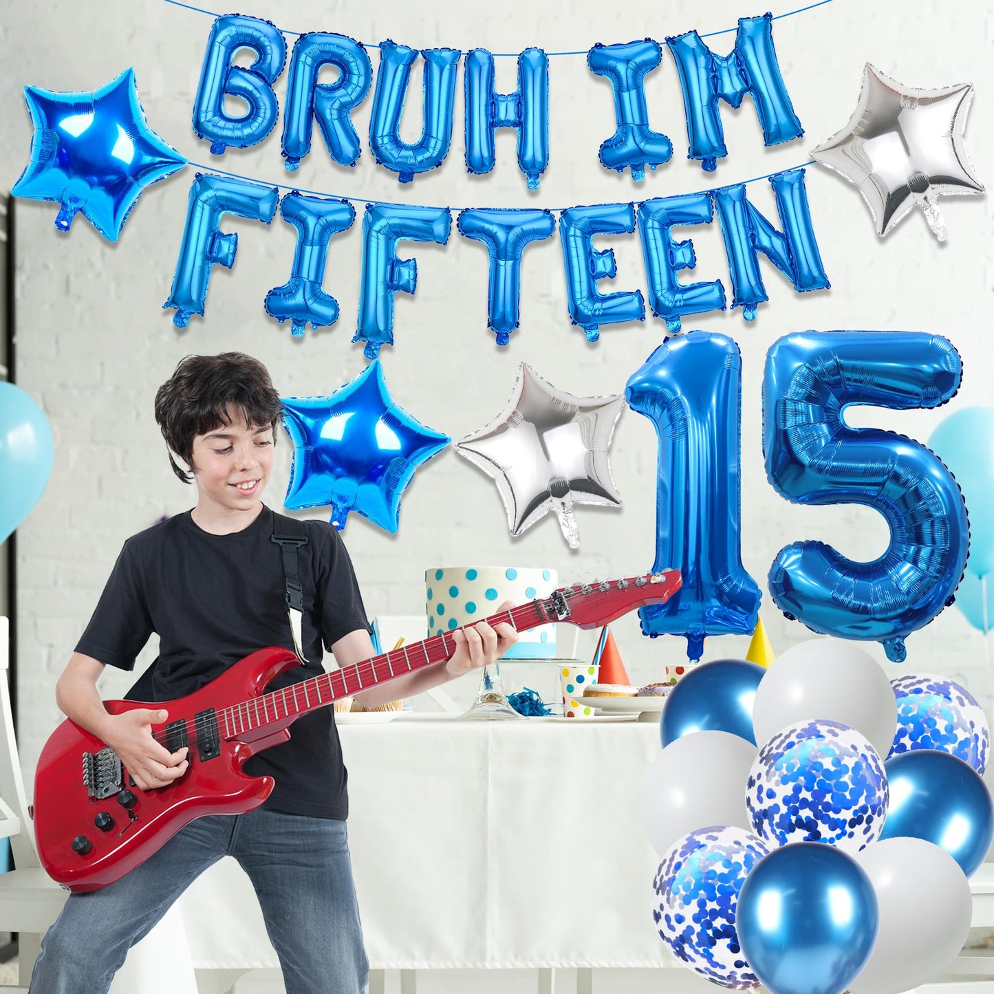 9th Birthday Decoration Balloon Banner - 33 Pcs Blue Bruh Im Nine Letter Banners Number 9 Star Foil Latex Balloons for Boys And Girls Happy Birthday Celebration Party Decor Supplies BST326L