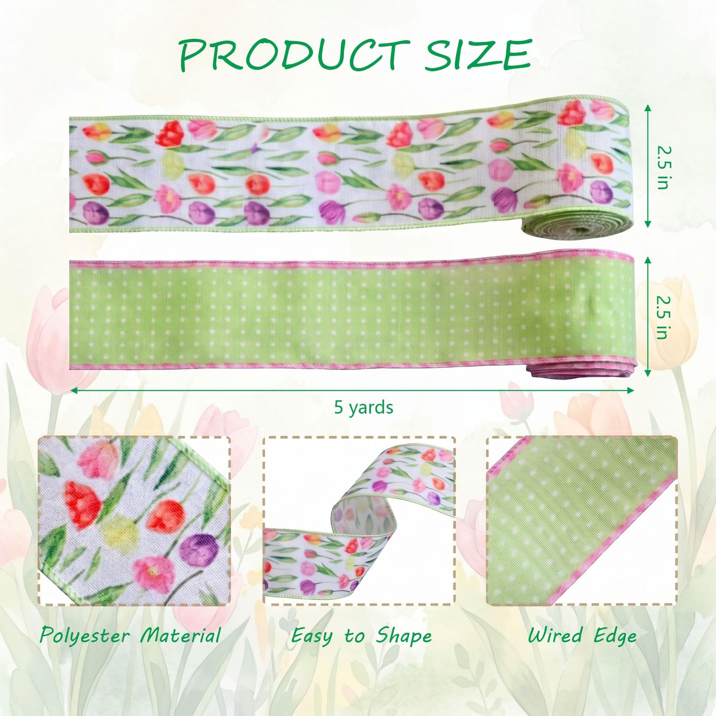 2 Rolls 10 Yards Spring Blue White Floral Wired Ribbons for Wreath Bows Wrapping Gifts, Hydrangea Butterfly Ribbon for Holiday Wedding Birthday Baby Shower Party Décor Summer DIY Crafts 2.5" BST202