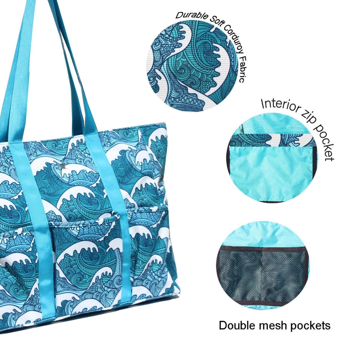 ESVAN Utility Tote Bag Weekender Duffle Bag with 13 Pockets - Perfect for Travel, Work, Gym, Beach, Teachers, and Nurses BST326H