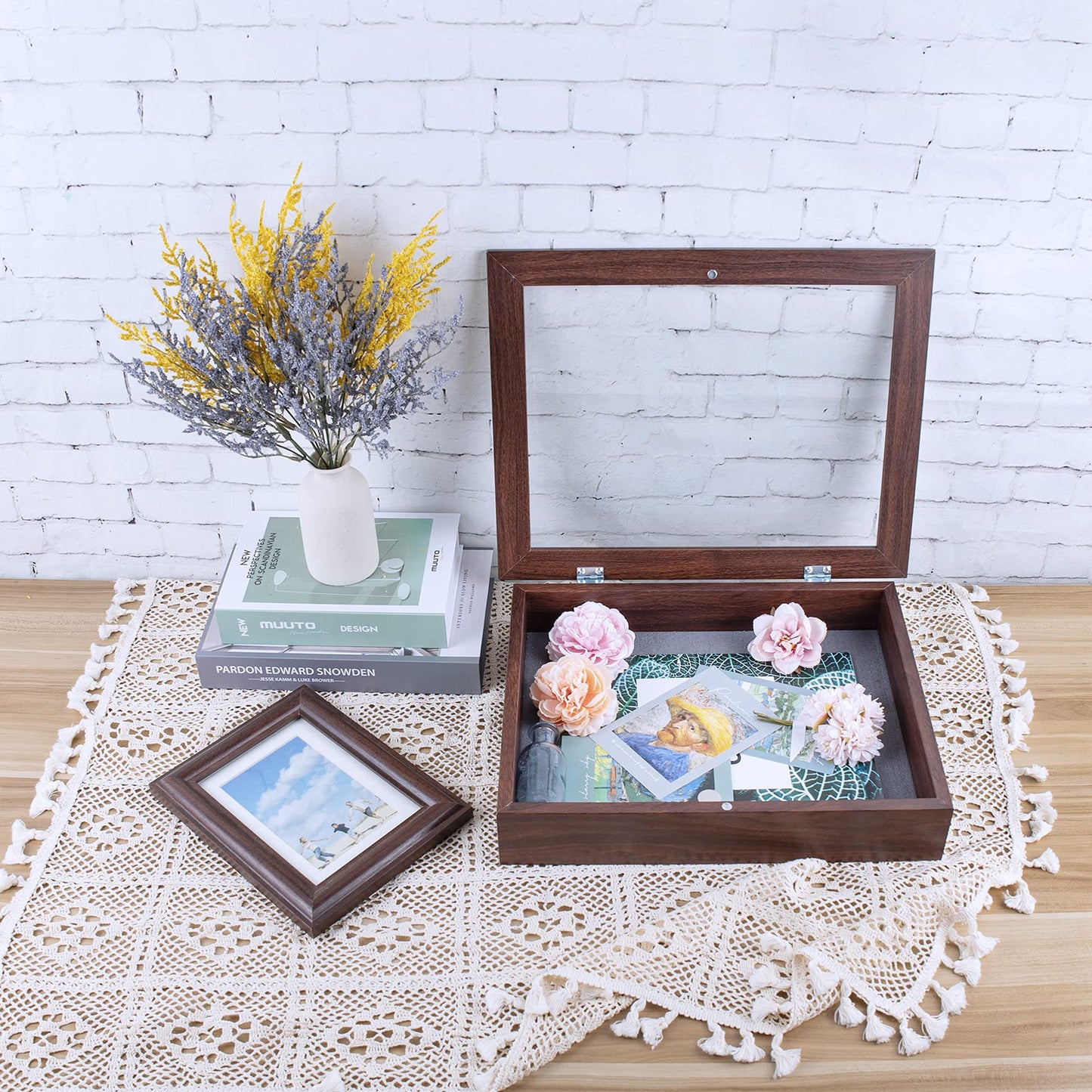 Golden State Art 11x14 Shadow Box Frame Display Case - 2 inch Depth Great for Collages, Collections, Mementos, 6 Pins Included (White, 1 Pack) BST326H