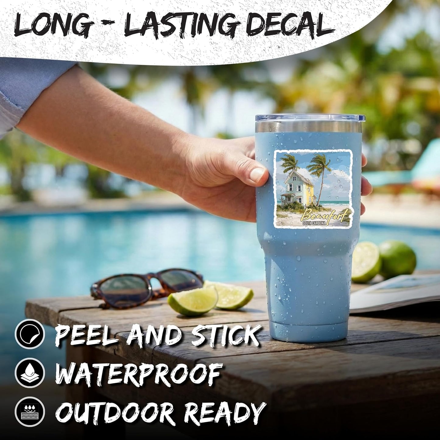 Beaufort South Carolina Sticker 4 Inch Waterproof Vinyl Decal ID44990 | Waterproof vinyl sticker for laptop, journal, water bottle & tumbler – a fun gift for teens & adults BST220