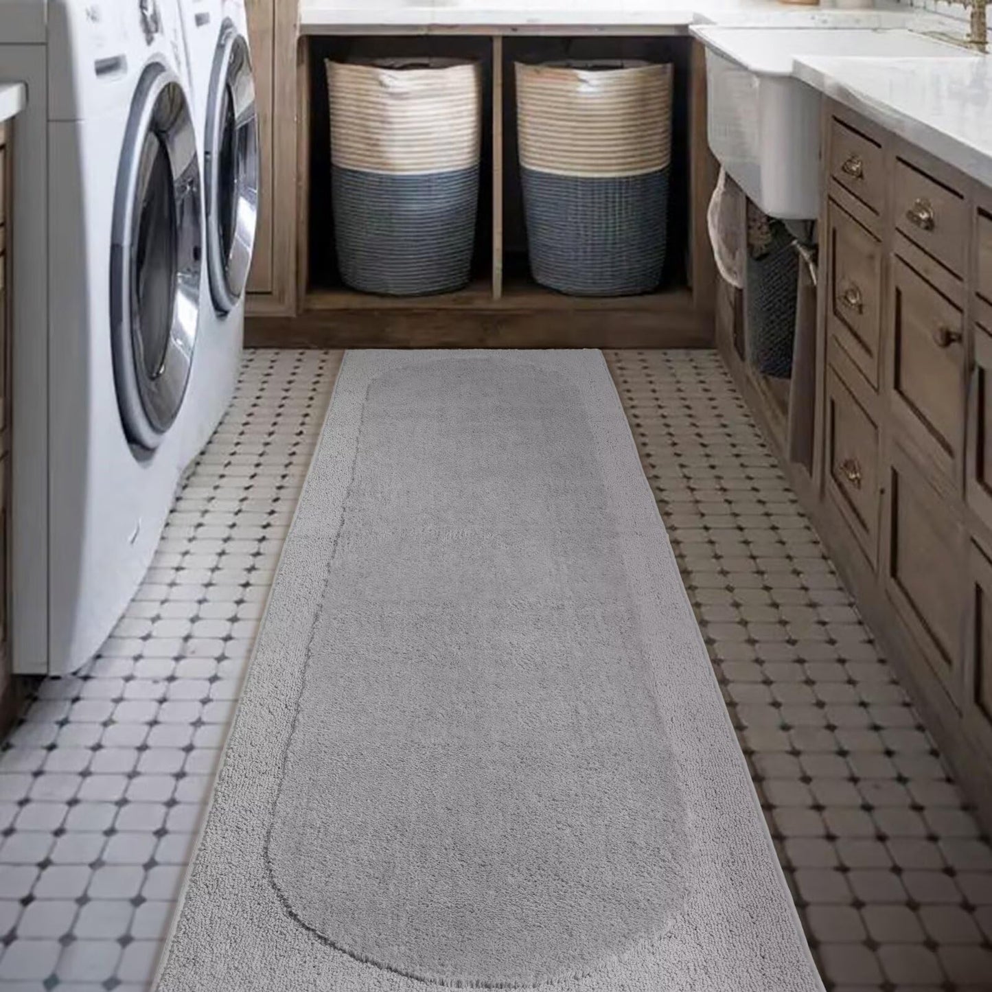 DEXDE Bathroom Rugs Non-Slip Mat for Bathroom Floor Shower,24x16 Beige | Thick Soft Absorbent Bath Mat, Quick Dry Microfiber Rug, Machine Washable Shower Floor Bathroom Mat Home Decor Accessories BST220