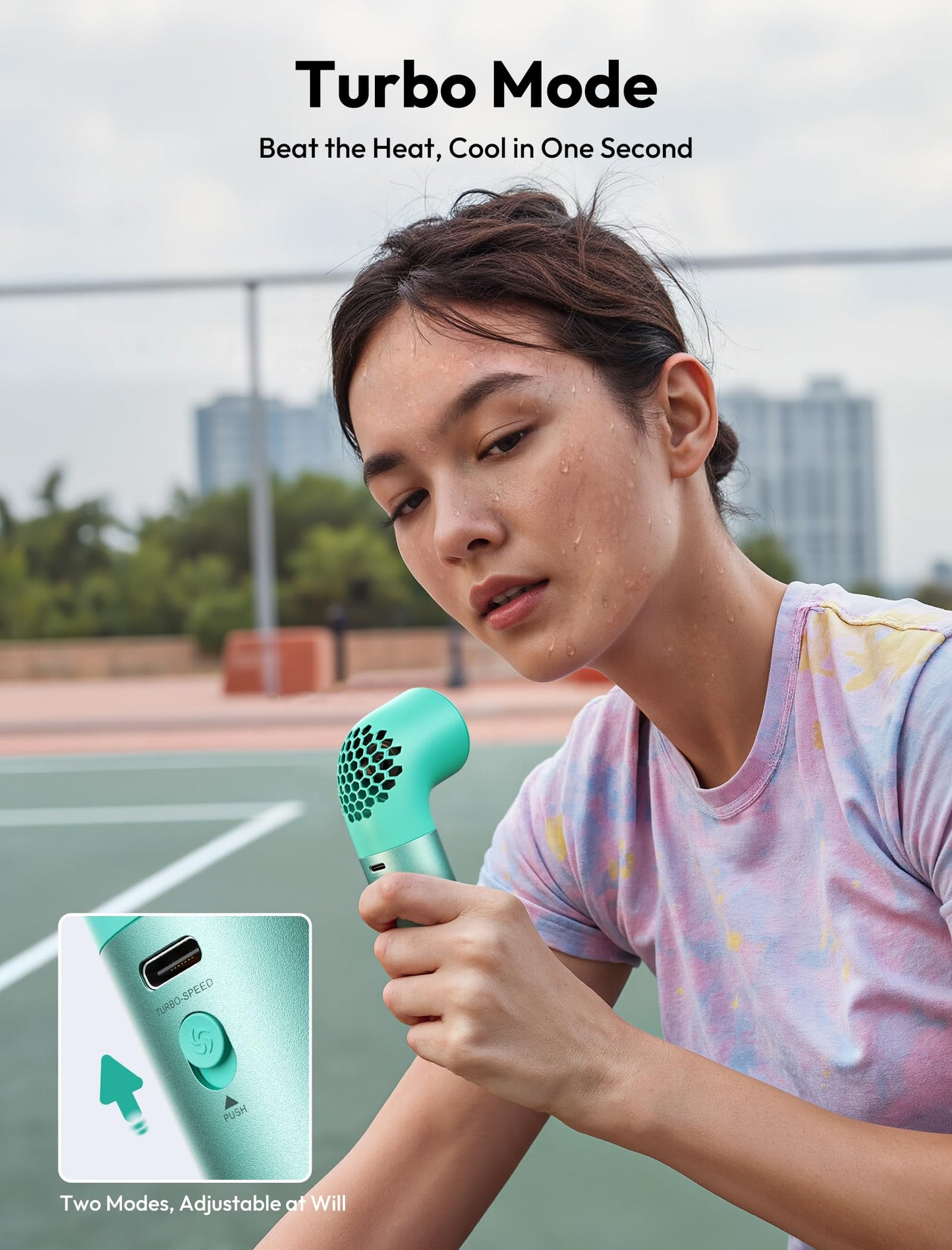 Aecooly Portable Handheld Fan, Powerful Turbo Air Tube Fan, 19000 RPM High Speed Aero Pro, 15H Max Cooling Time, 6 Speeds Aluminum Case, Mini Pocket Design, for Travel Beach Outdoor Activities -Blue WN420