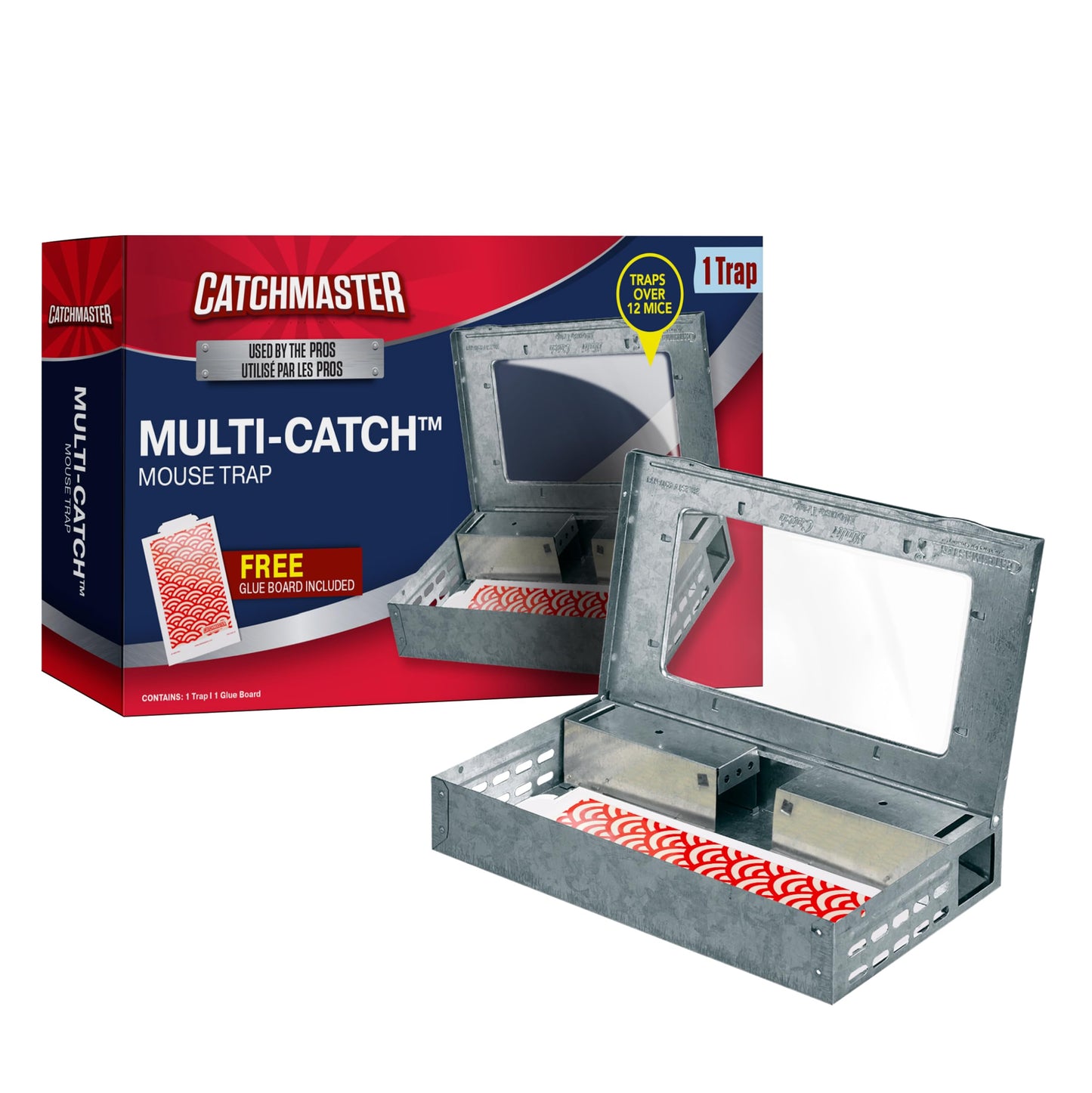 Catchmaster Multi-Catch Mouse Trap 3-Pack, Humane Mouse Traps Indoor for Home, Includes Replaceable Glue Board, Live Catch Pest Control for Garage & Shed