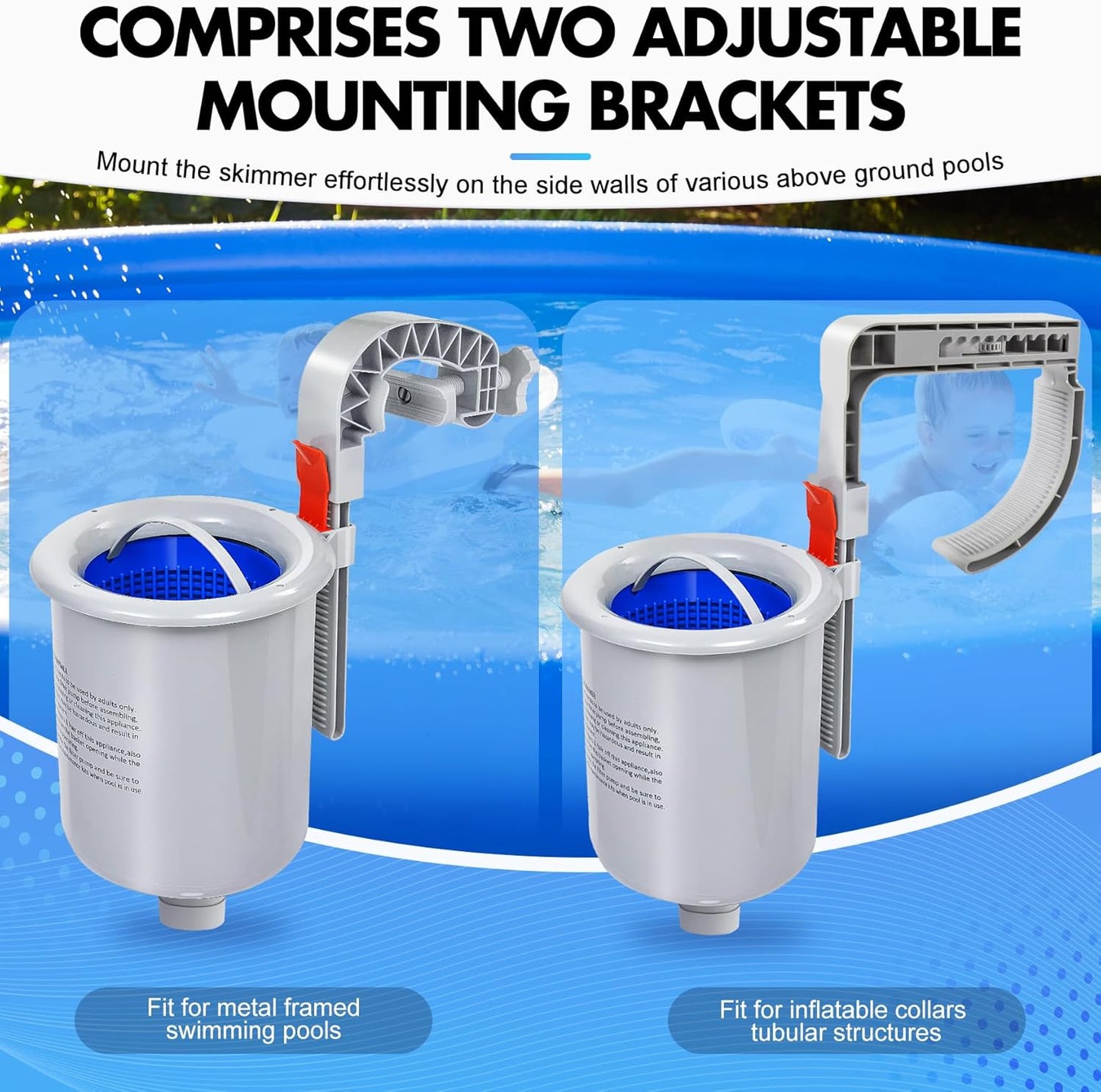 DeeprClean Above Ground Pool Surface Skimmer, Automatic Pool Skimmer for Top of Water N3233