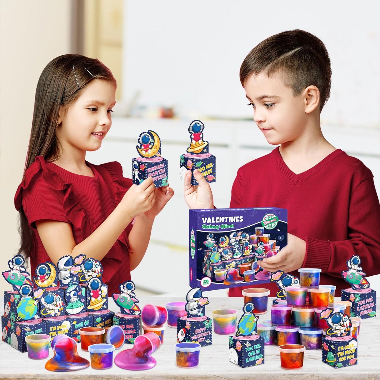 Galaxy Slime Valentines 28pcs 65
