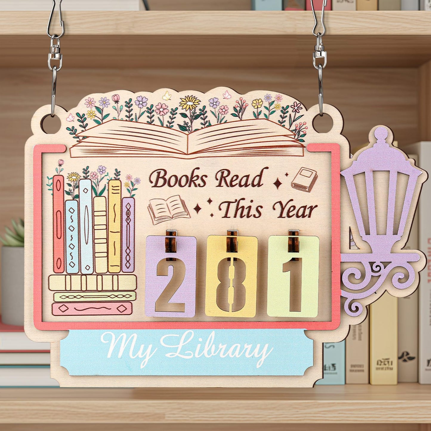 AceOrbit Back to School Books Read This Year Counter Constellation Stack of Books Read Tracker Wooden Hanging Book Counter Sign Astrology Bookshelf Decor Challenge Bookish Gifts for Book Lover Teacher BST202