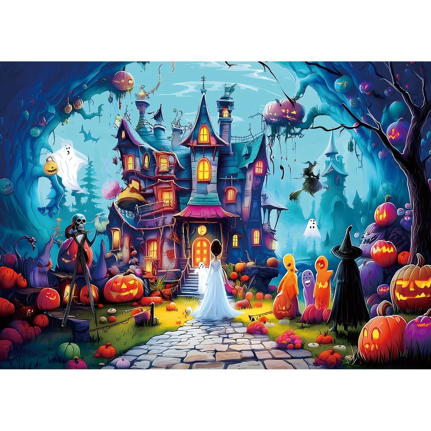 Halloween Puzzle 1000 Pieces for Adults Spooky Scarecrow Farm | Jigsaw Puzzles 1000 Pieces Autumn Horror Spooky with Pumpkin & Ghost Truck for Party Game Night, Dust-Free, 27.5"x19.7" WN420