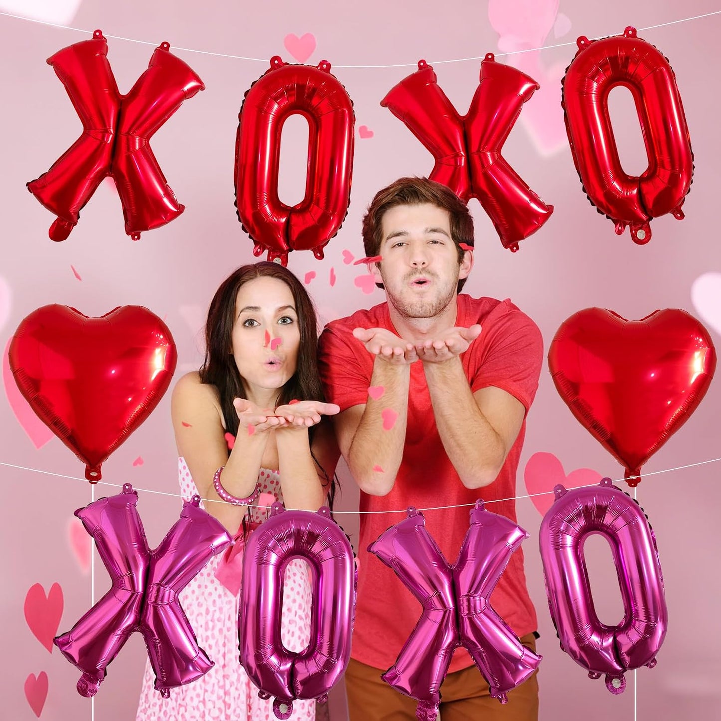 16 Inch Red & Pink XOXO Balloons – 8Pcs Valentine’s Day Mylar Letter Balloons Banner for Valentine’s Day, Wedding, Engagement, Galentine’s Day, Bridal Shower, Anniversary & Romantic Party Decorations BST326L
