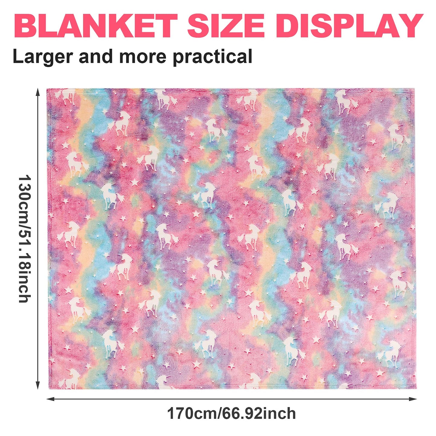 SALIMAH Glow in The Dark Blanket Unicorns Gifts for Girls, Toys for Girls Age 2 3 4 5 6 7 8 9 10 Year Old, Soft Kids Blankets Gifts for Grandkids Teens for Christmas Birthday, 50"x60" BST202